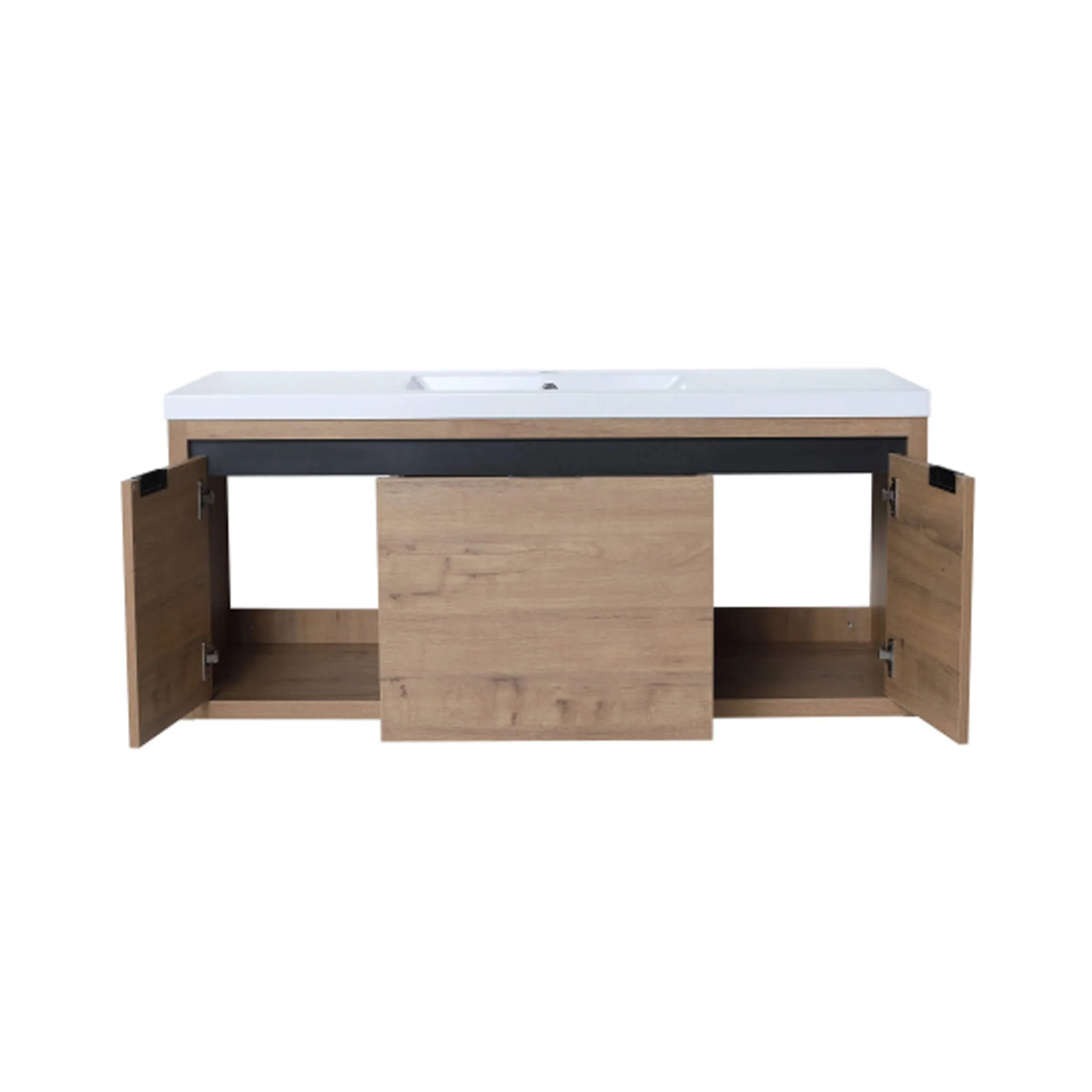 Alora Floating Walnut Bathroom Vanity With Resin Sink Soft Close Doors (SAK62941) - Image 11