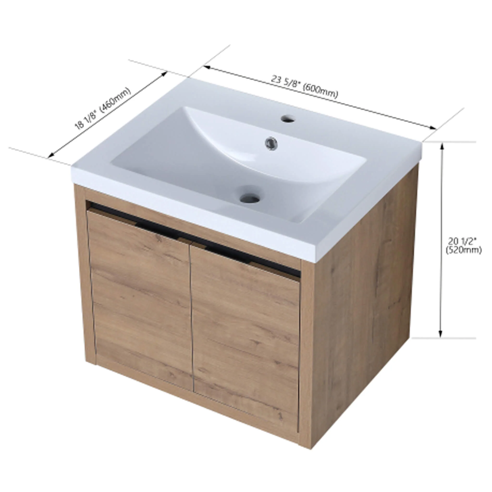 Alora Floating Walnut Bathroom Vanity With Resin Sink Soft Close Doors (SAK62941) - Image 13