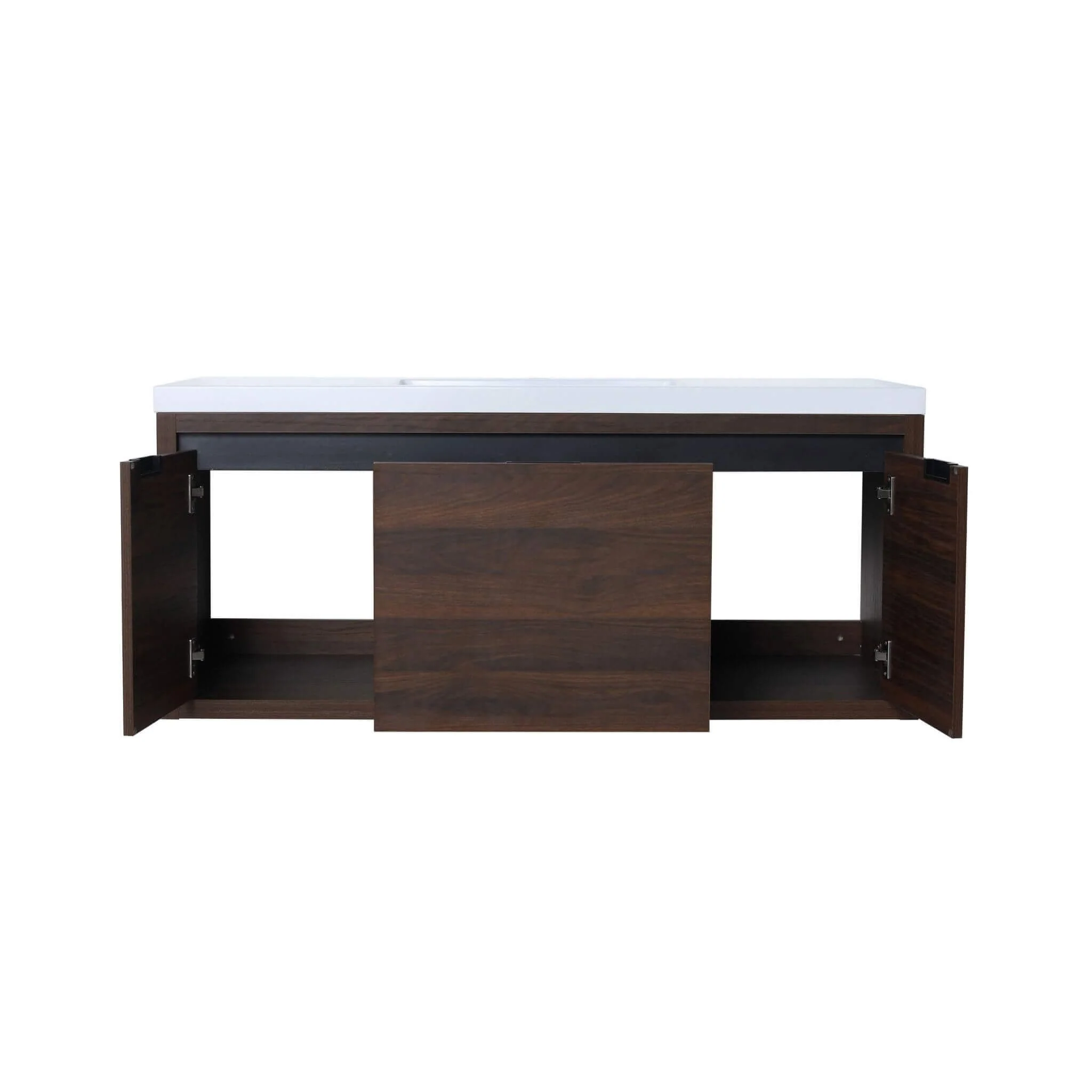 Alora Floating Walnut Bathroom Vanity With Resin Sink Soft Close Doors (SAK62941) - Image 3