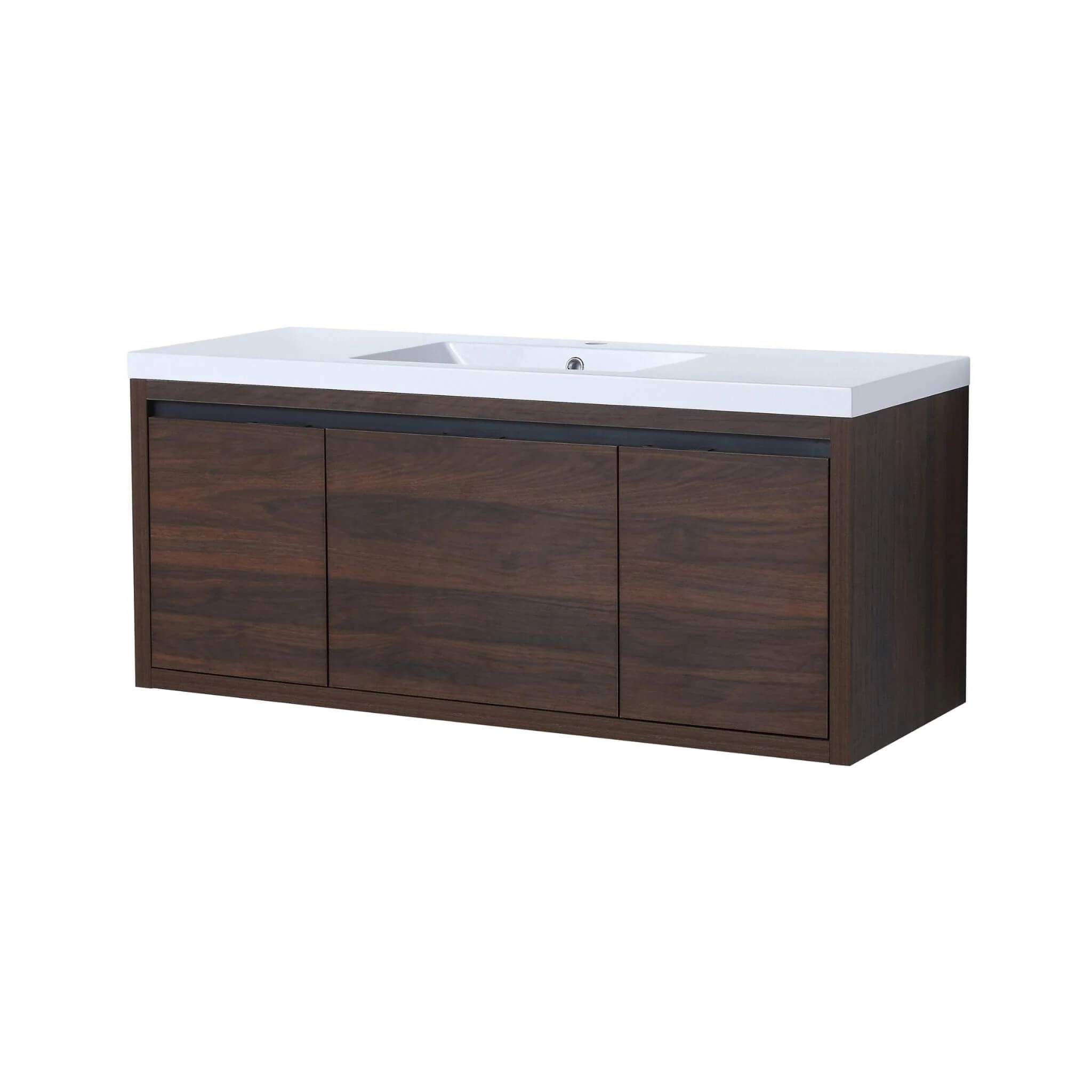 Alora Floating Walnut Bathroom Vanity With Resin Sink Soft Close Doors (SAK62941) - Image 4