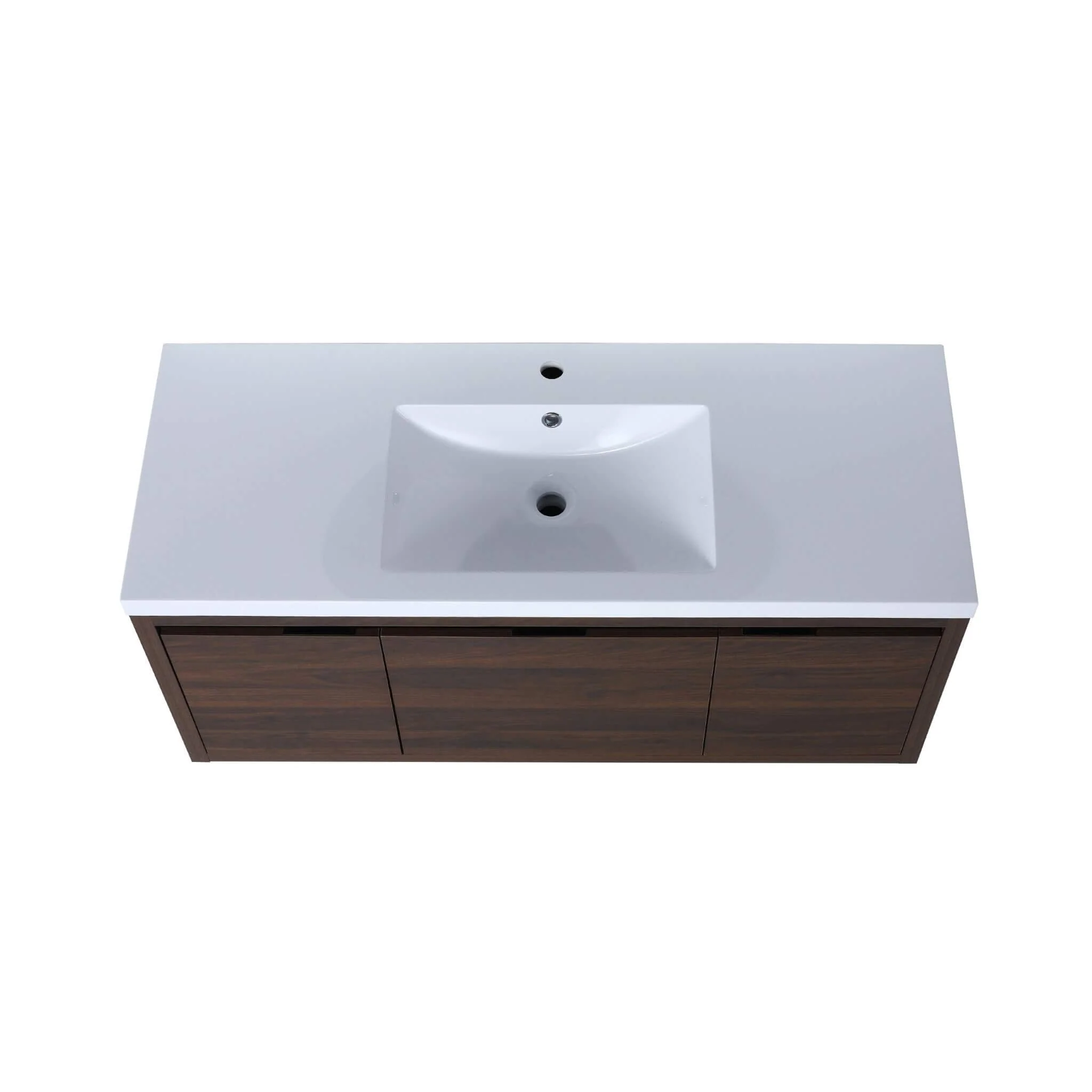 Alora Floating Walnut Bathroom Vanity With Resin Sink Soft Close Doors (SAK62941) - Image 9