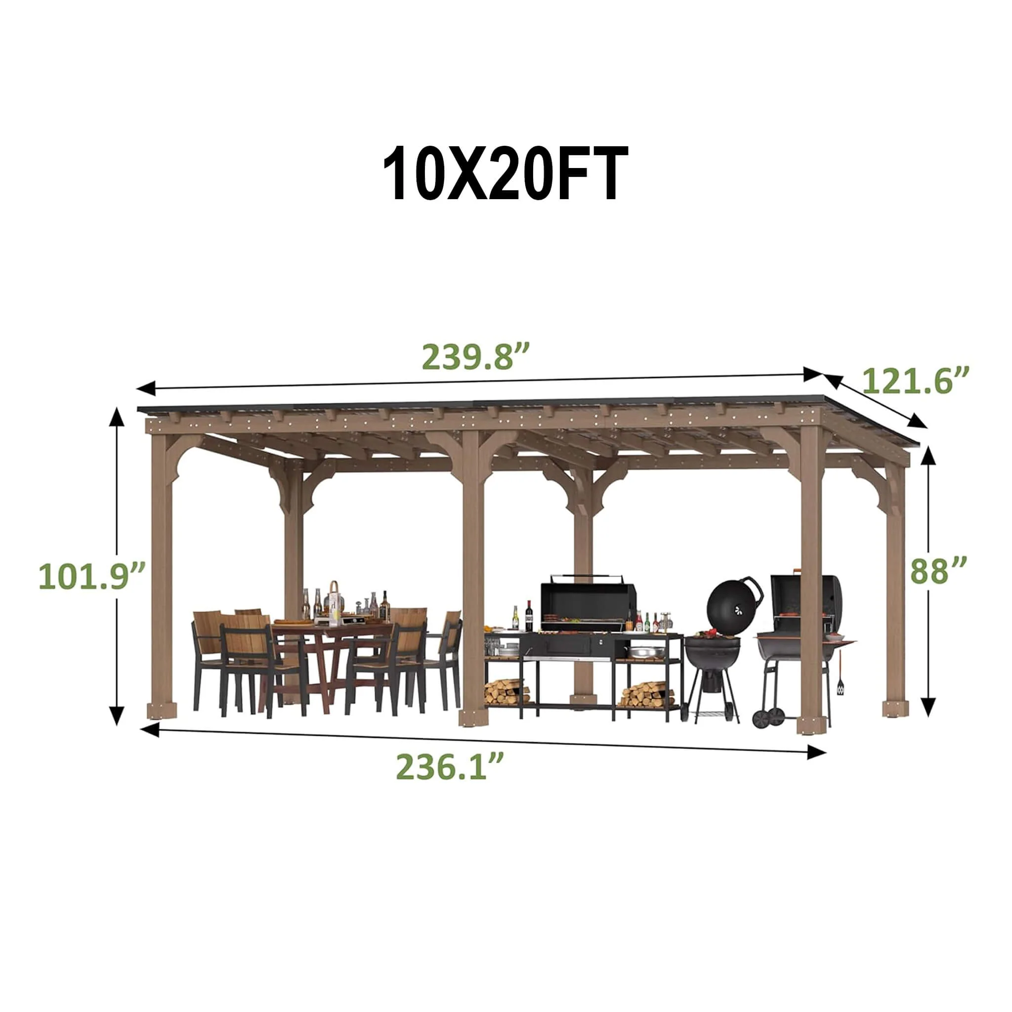 Alora Heavy-Duty Premium Wooden Grill Gazebo With Sloped Metal Roof (SAK61583) - Image 18