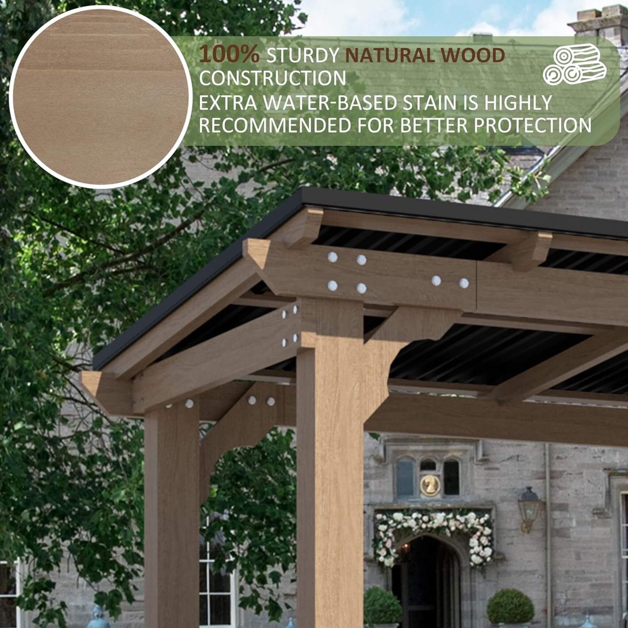 Alora Heavy-Duty Premium Wooden Grill Gazebo With Sloped Metal Roof (SAK61583) - Image 4
