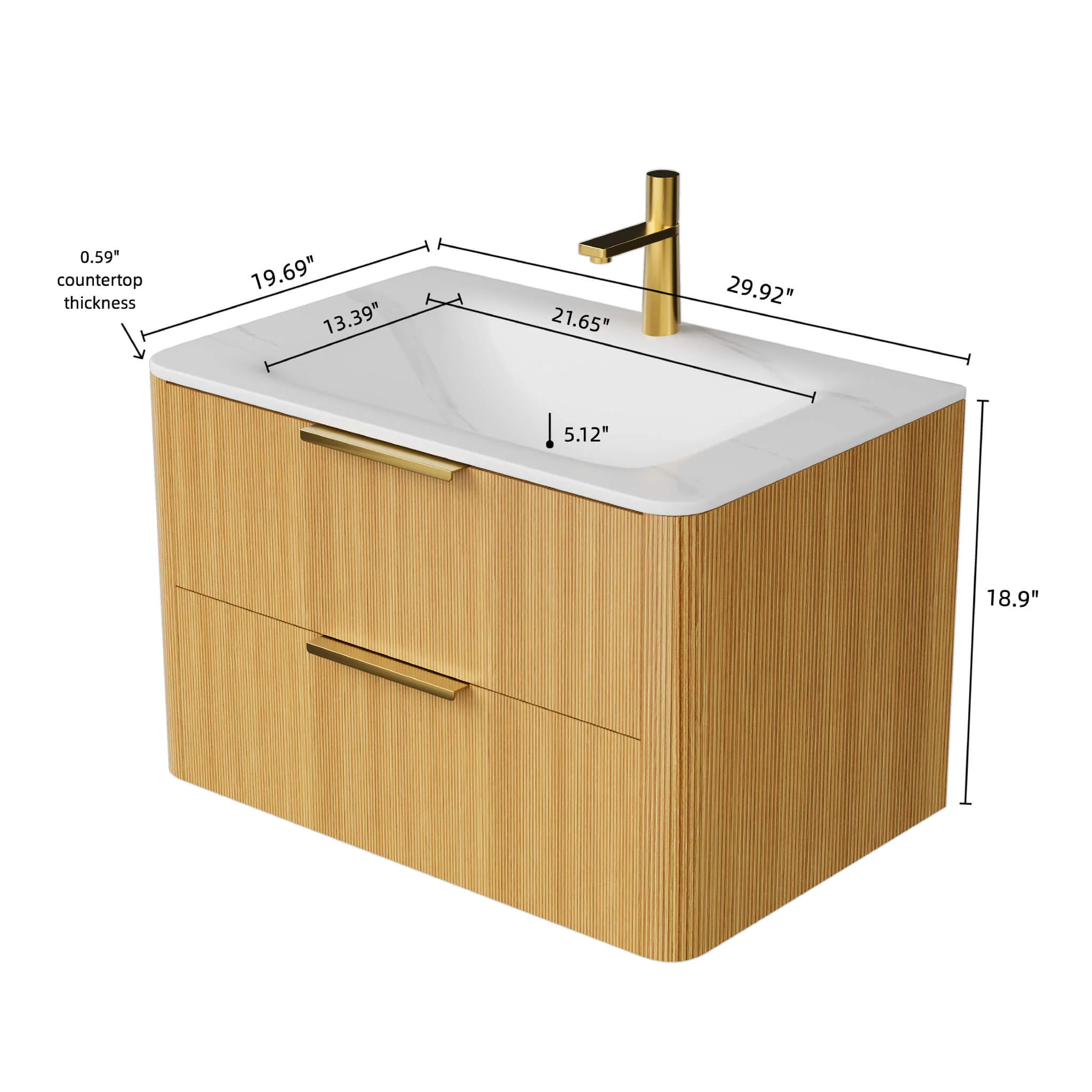 Alora Luxury 30/36-Inch Sintered Stone Floating Bathroom Vanity With Sink (SAK62871) - Image 5