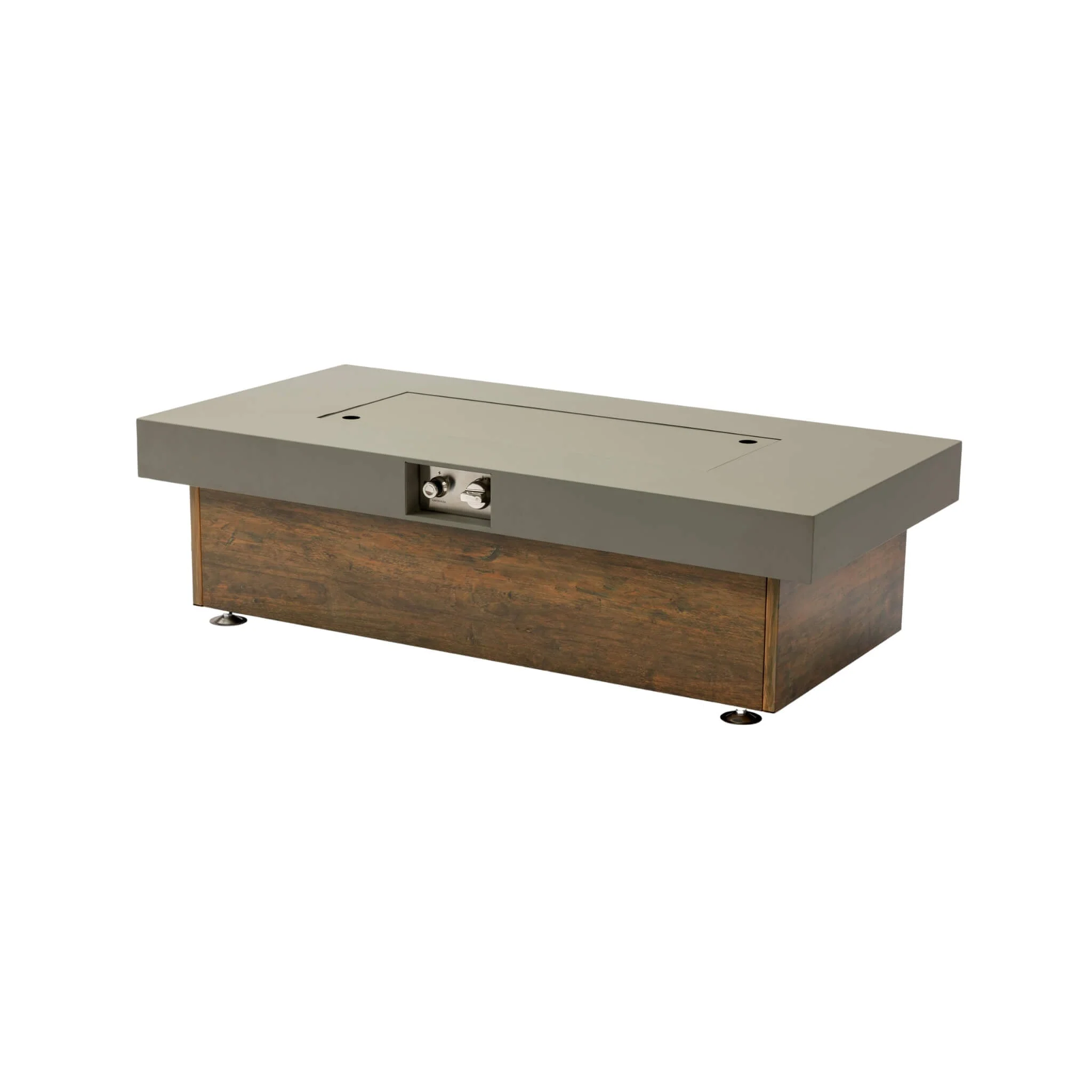 Alora Luxury 48-Inch Outdoor Wood Grain Iron Fire Pit Table With Lava Rocks (SAK37905) - Image 10