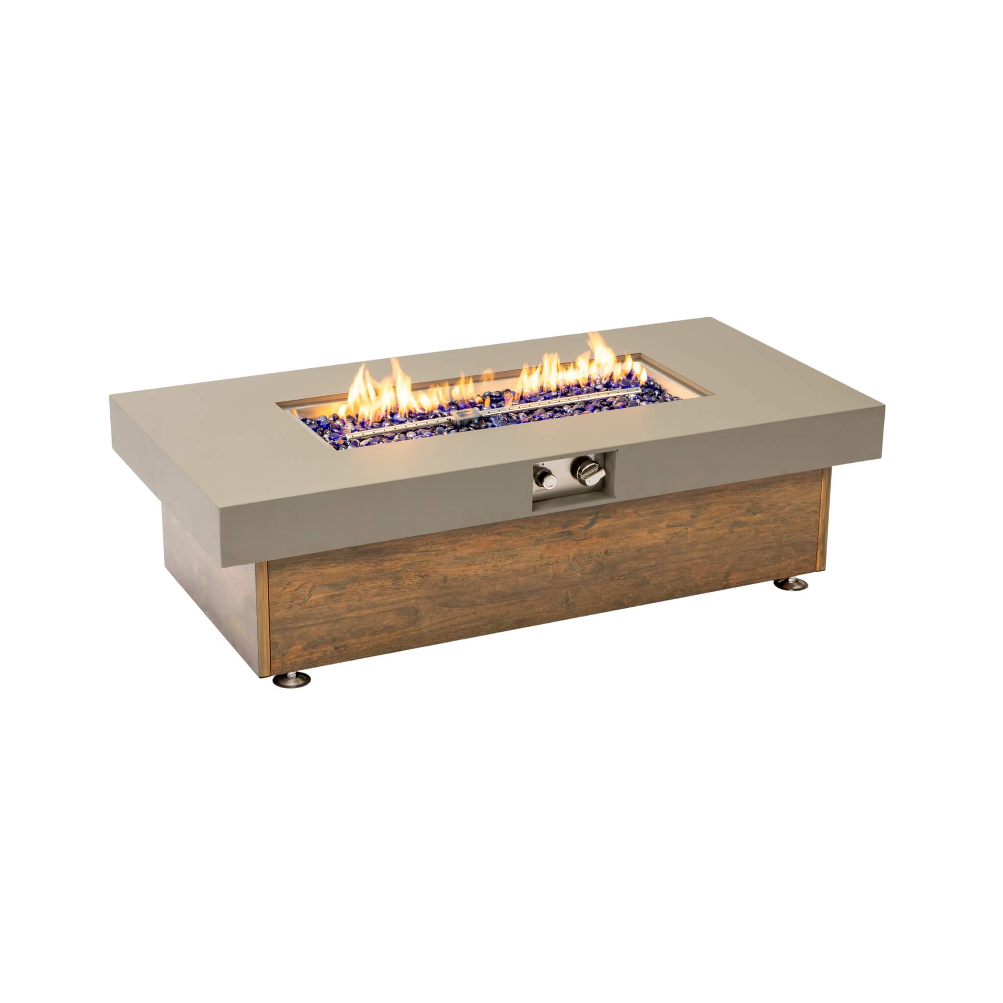 Alora Luxury 48-Inch Outdoor Wood Grain Iron Fire Pit Table With Lava Rocks (SAK37905) - Image 7