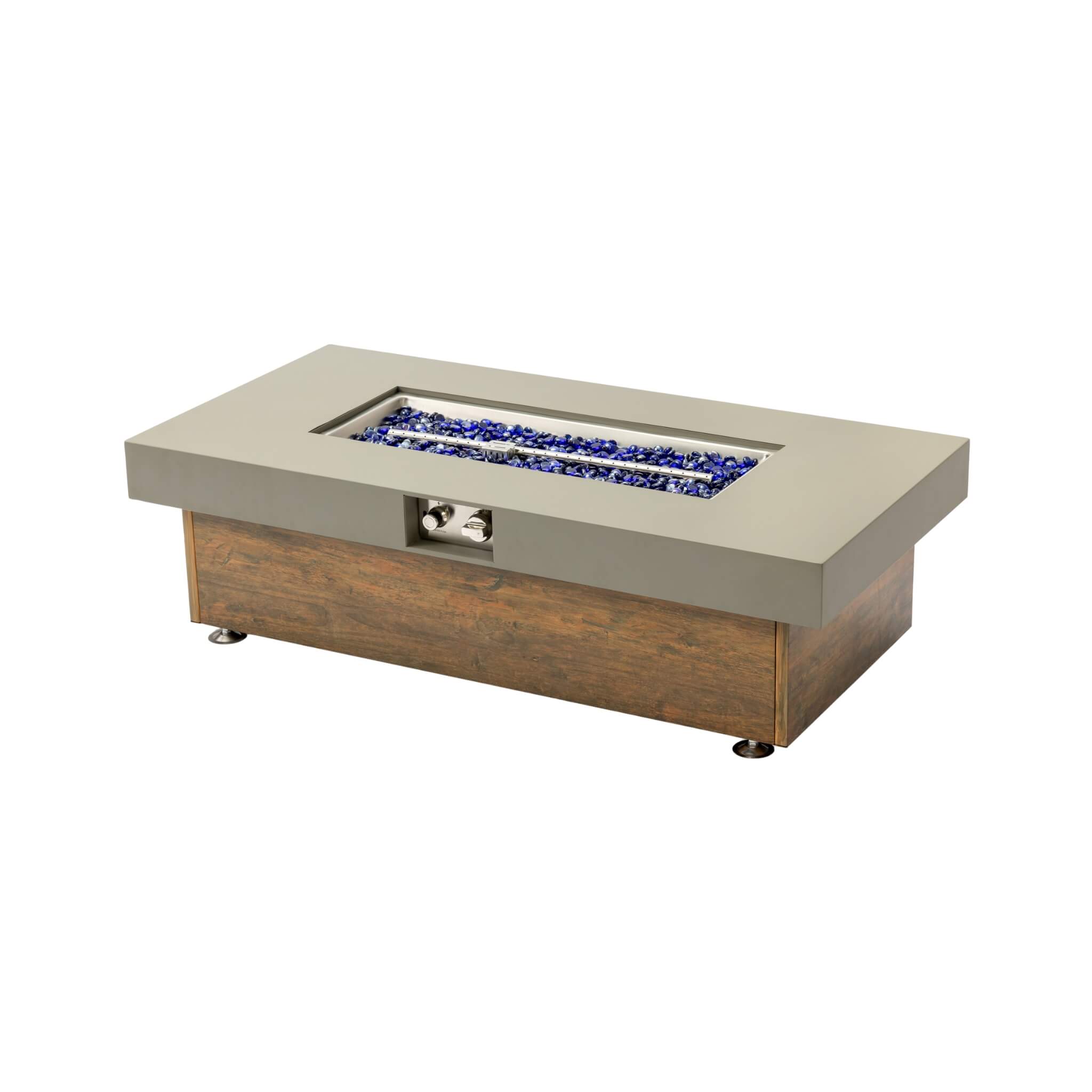 Alora Luxury 48-Inch Outdoor Wood Grain Iron Fire Pit Table With Lava Rocks (SAK37905) - Image 8