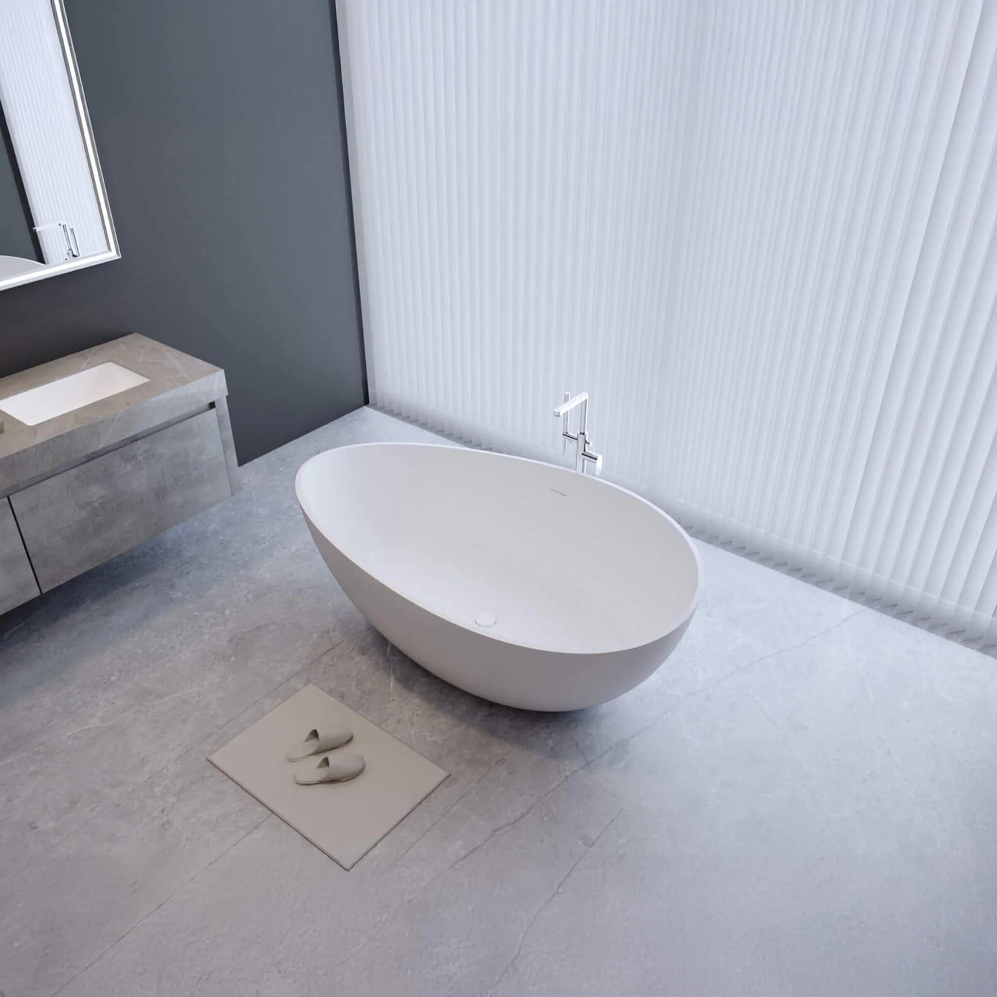 Alora Prestige Luxury 63-Inch Matte White Freestanding Soaking Bathtub With Overflow And Pop-Up Drain (SAK56140) - Image 9