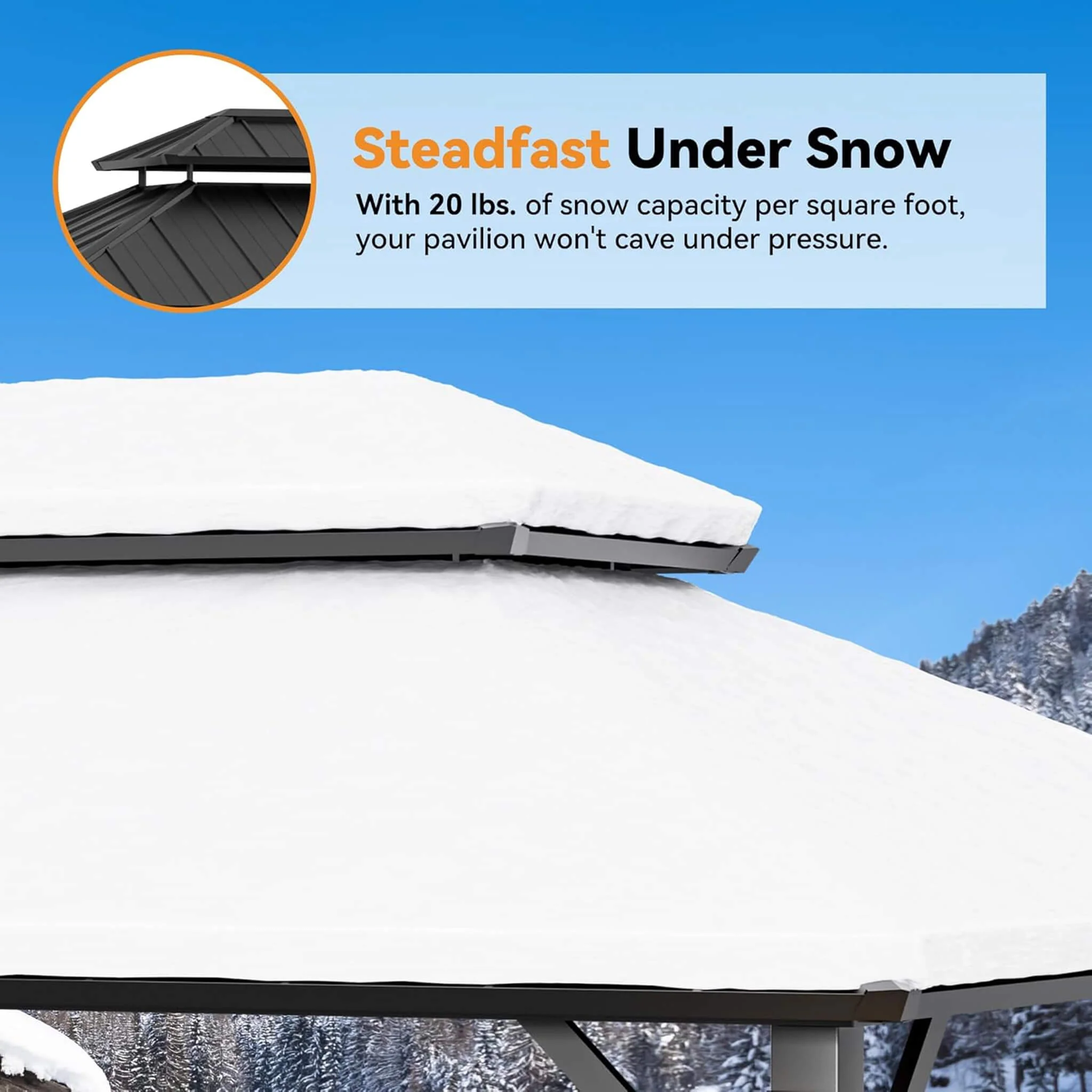 Alora Luxury Double Roof Hardtop Aluminum Gazebo With Decor Hooks, Mosquito Nettings, And LED Lights (SAK91824) - Image 6
