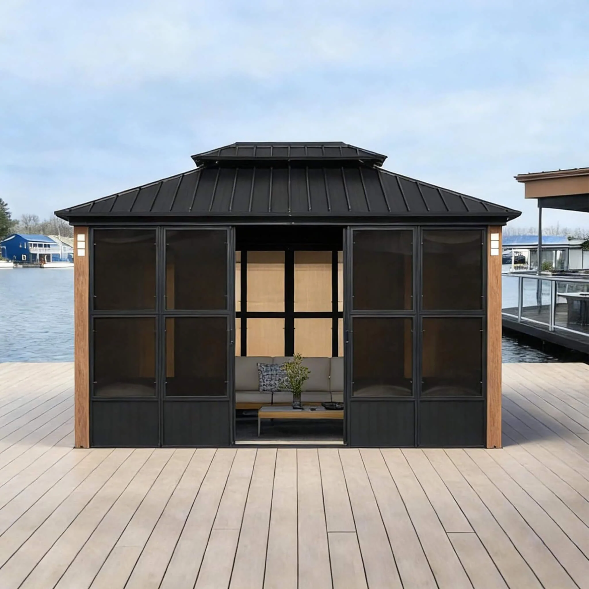 Alora Oasis Luxury Heavy-Duty Hardtop Sunroom With Aluminum Frame And LED Lights (SAK79102) - Image 10