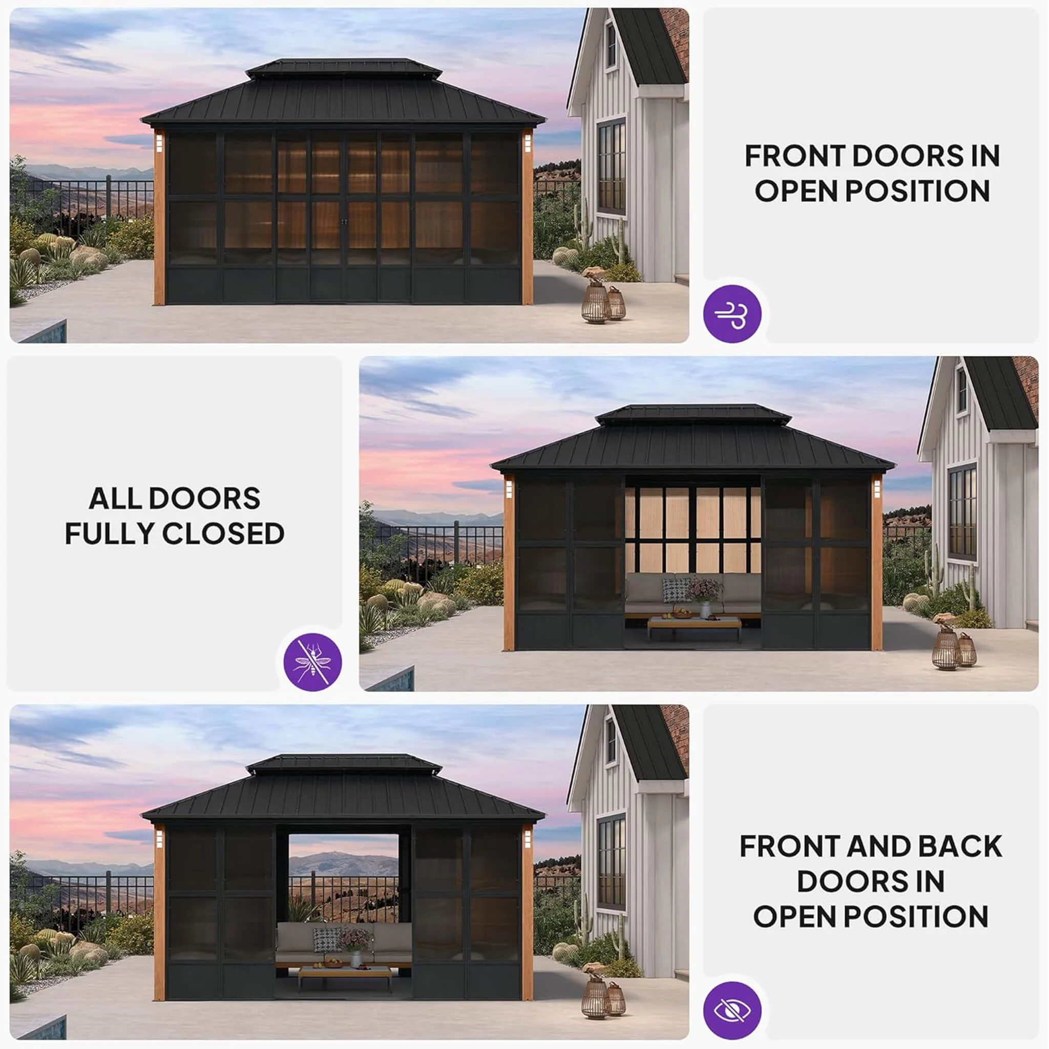 Alora Oasis Luxury Heavy-Duty Hardtop Sunroom With Aluminum Frame And LED Lights (SAK79102) - Image 3