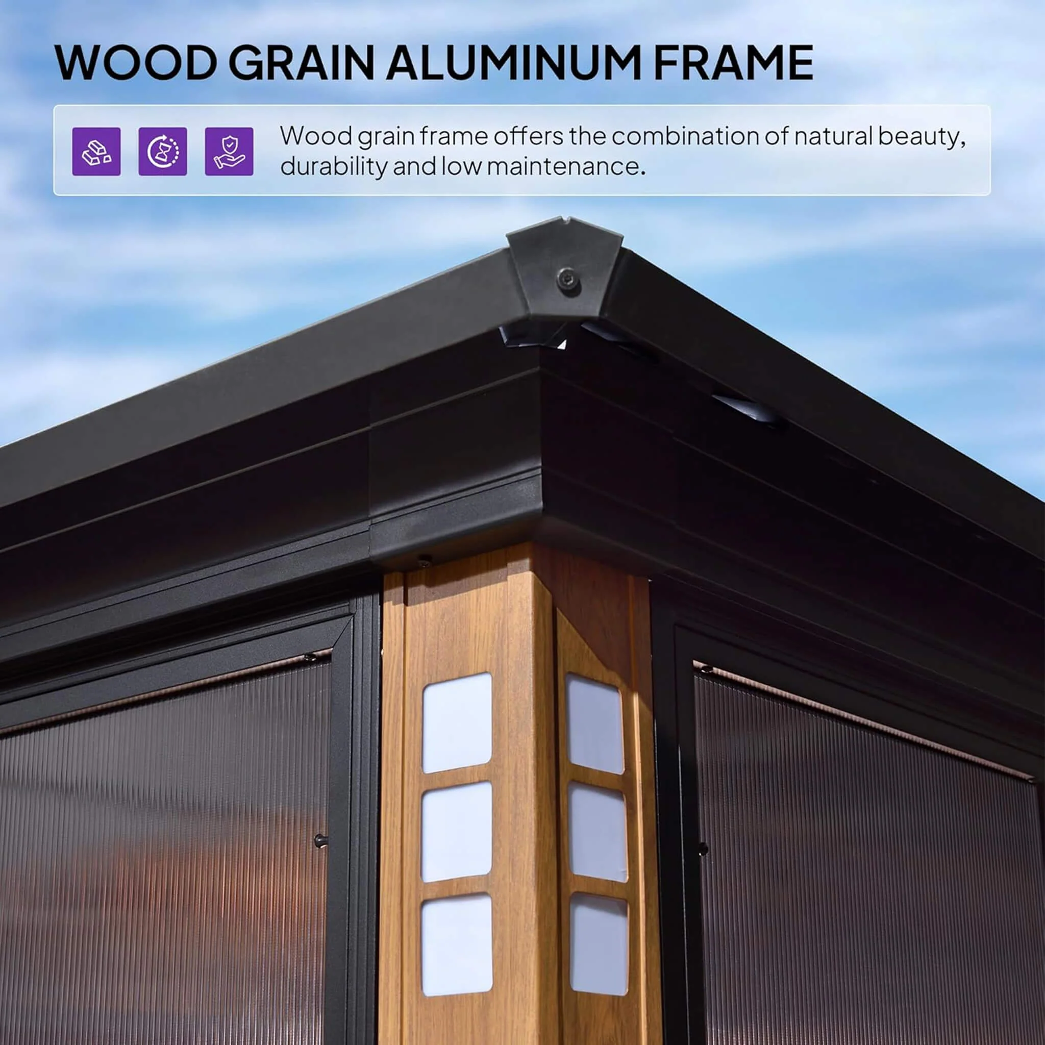 Alora Oasis Luxury Heavy-Duty Hardtop Sunroom With Aluminum Frame And LED Lights (SAK79102) - Image 4