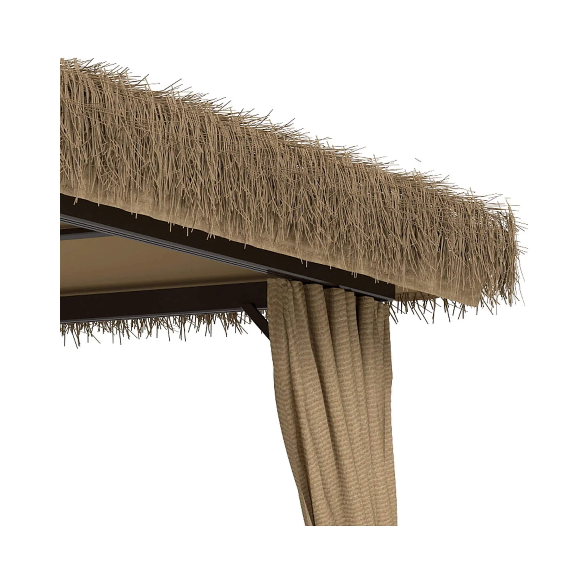 Alora Outdoor Double Canopy Aluminum Patio Gazebo With Hawaiian Thatch Roof (SAK39068) - Image 12