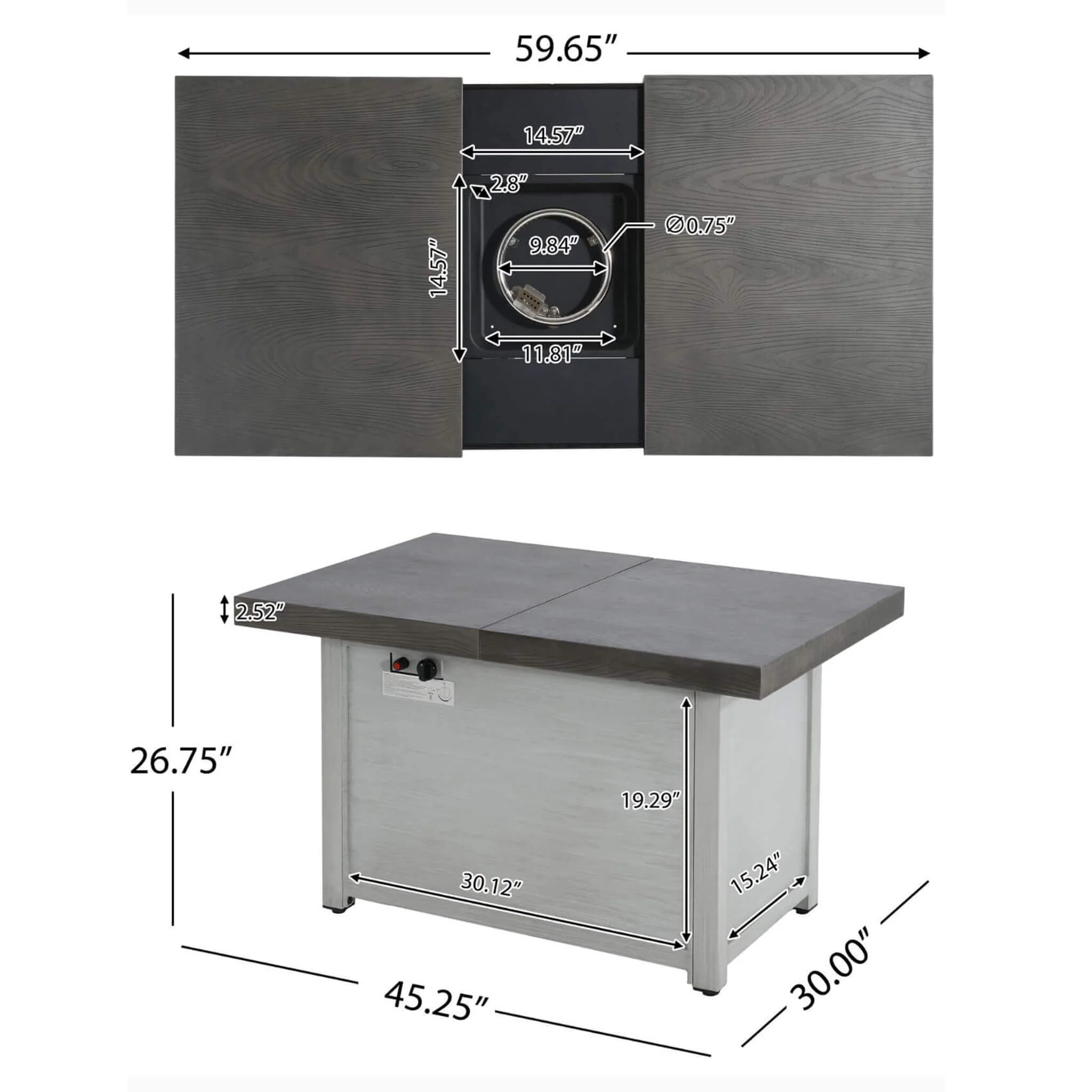 Alora Premium 50K BTU Rectangle Outdoor Aluminum Fire Pit Table (SAK70248) - Image 11