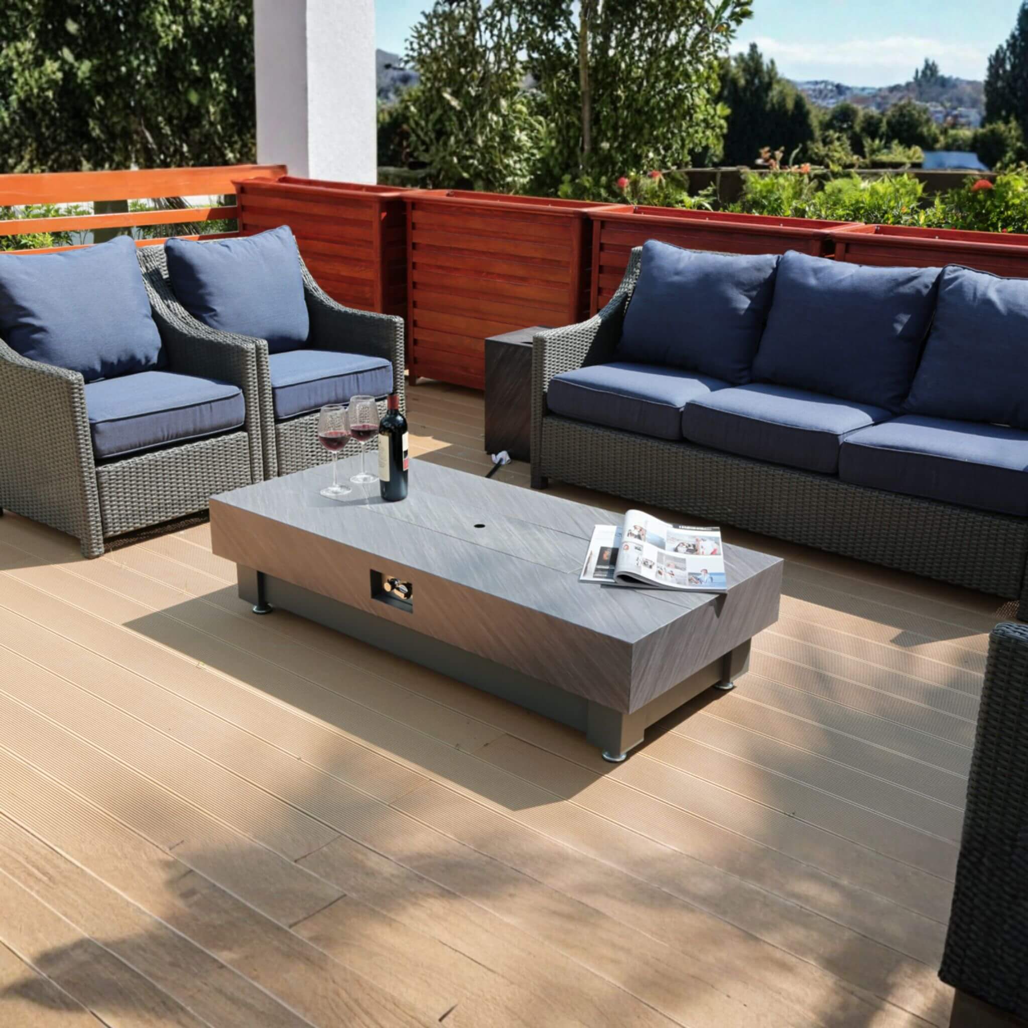 Alora Premium 60-Inch Rectangular Outdoor Modern Propane Fire Pit Table With Rain Cover (SAK91273) - Image 12