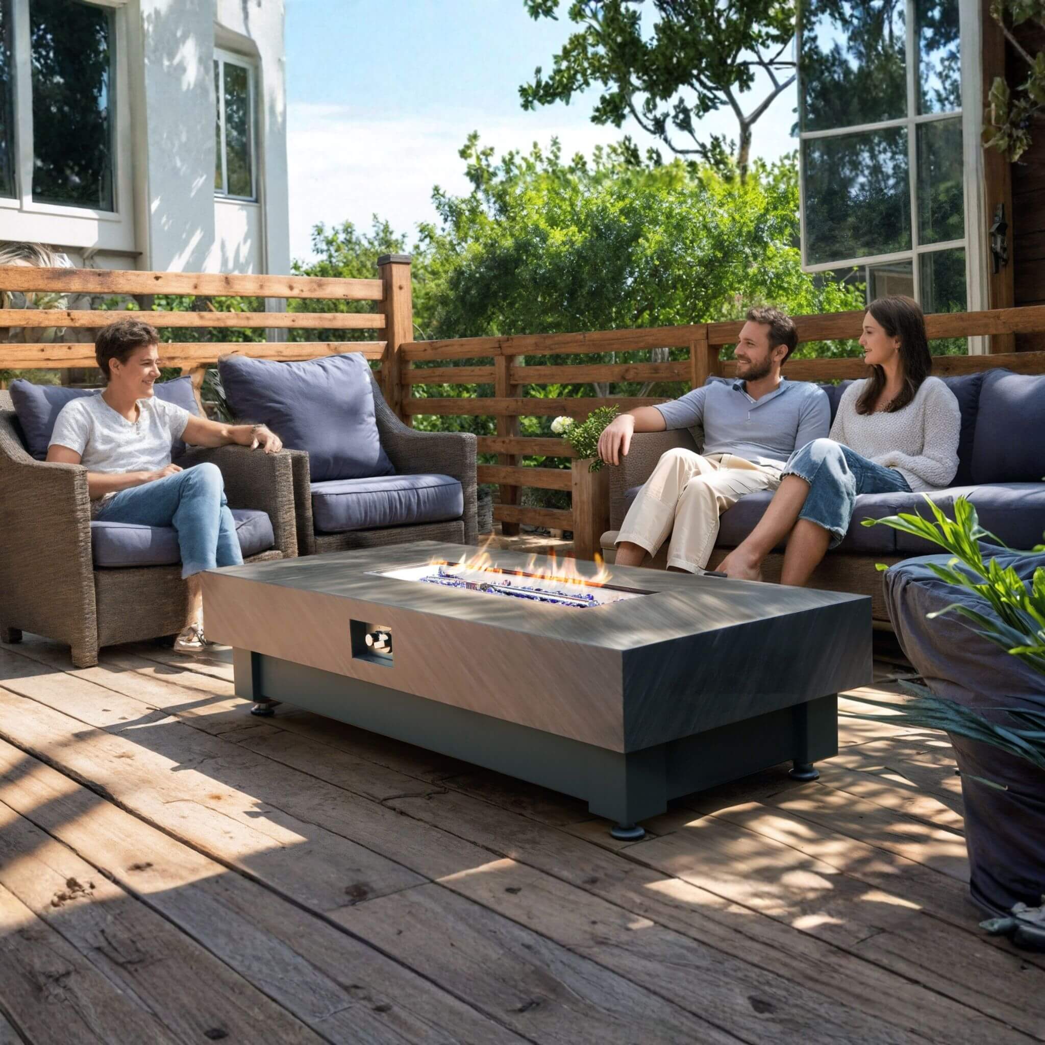Alora Premium 60-Inch Rectangular Outdoor Modern Propane Fire Pit Table With Rain Cover (SAK91273) - Image 20