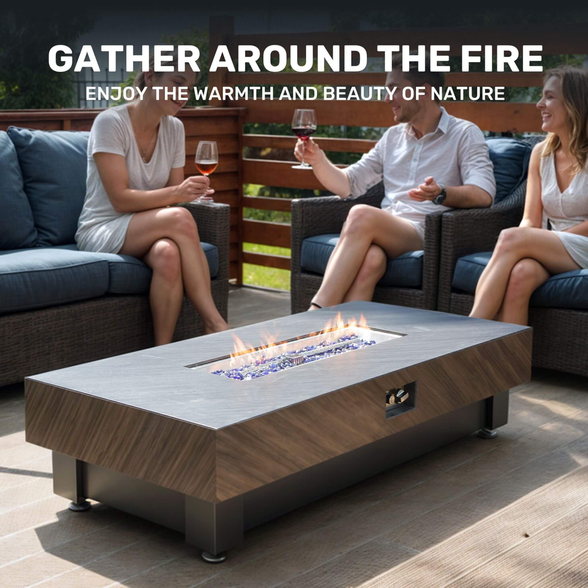 Alora Premium 60-Inch Rectangular Outdoor Modern Propane Fire Pit Table With Rain Cover (SAK91273) - Image 23