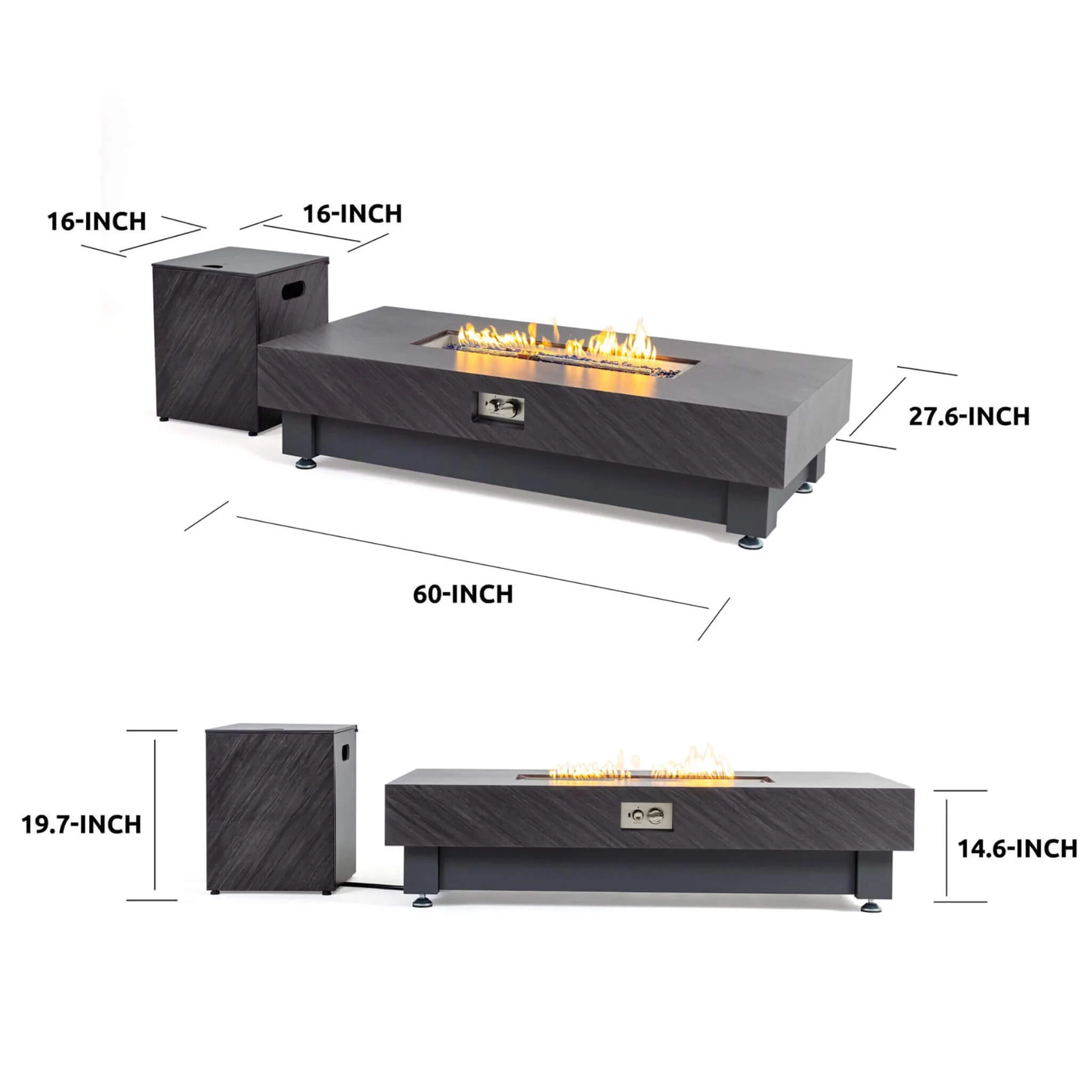 Alora Premium 60-Inch Rectangular Outdoor Modern Propane Fire Pit Table With Rain Cover (SAK91273) - Image 28