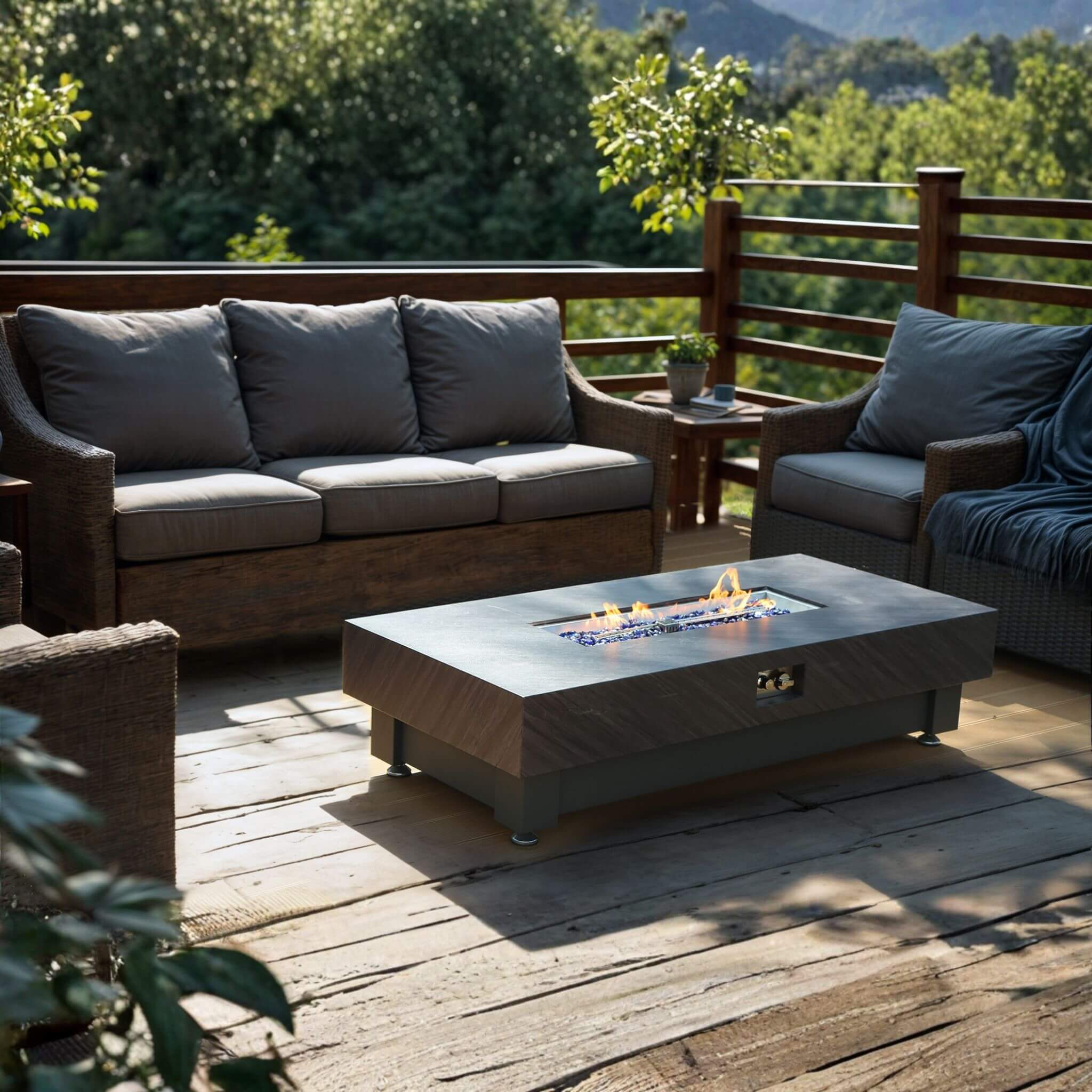 Alora Premium 60-Inch Rectangular Outdoor Modern Propane Fire Pit Table With Rain Cover (SAK91273) - Image 5