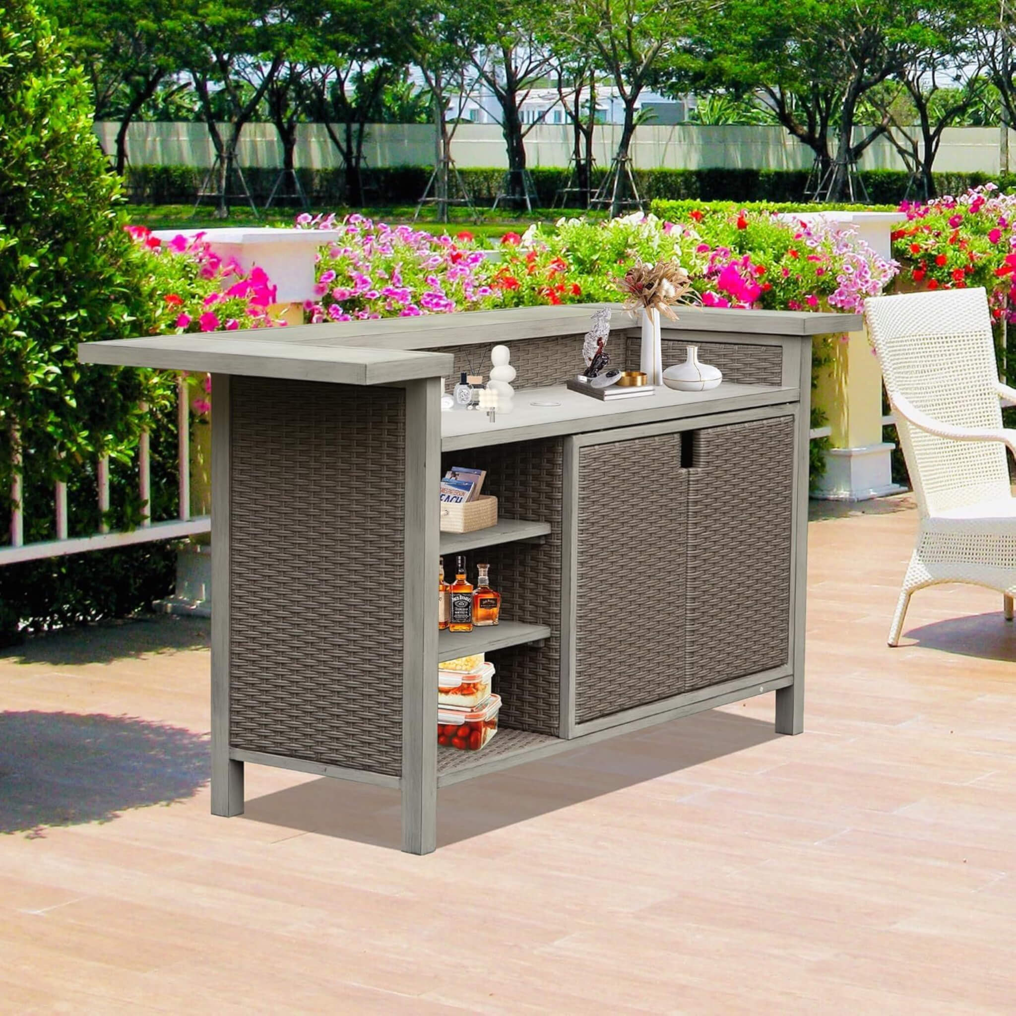 Alora Premium All-Weather Spacious Outdoor Patio Bar Table With Aluminum Frame (SAK51876) - Image 3