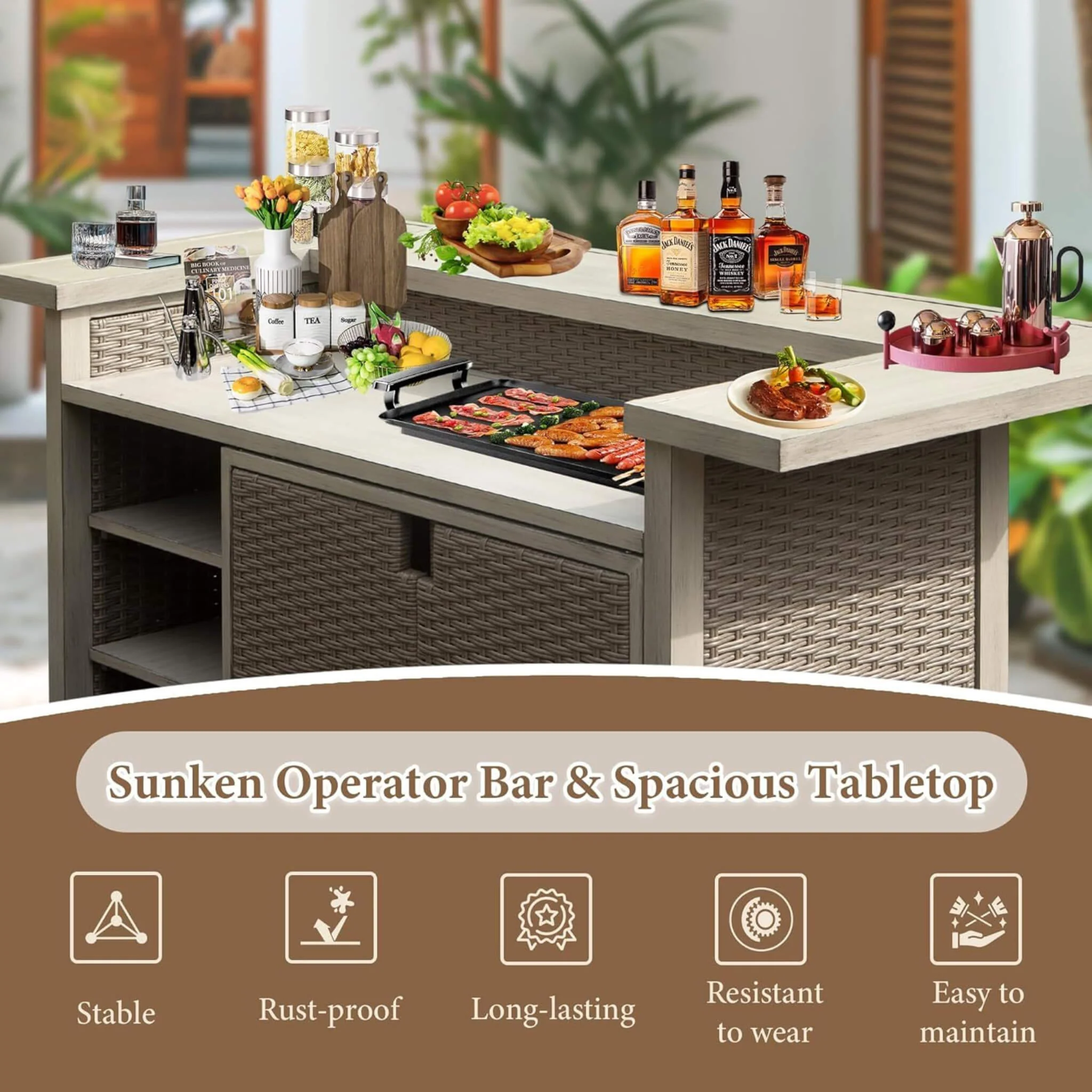 Alora Premium All-Weather Spacious Outdoor Patio Bar Table With Aluminum Frame (SAK51876) - Image 4