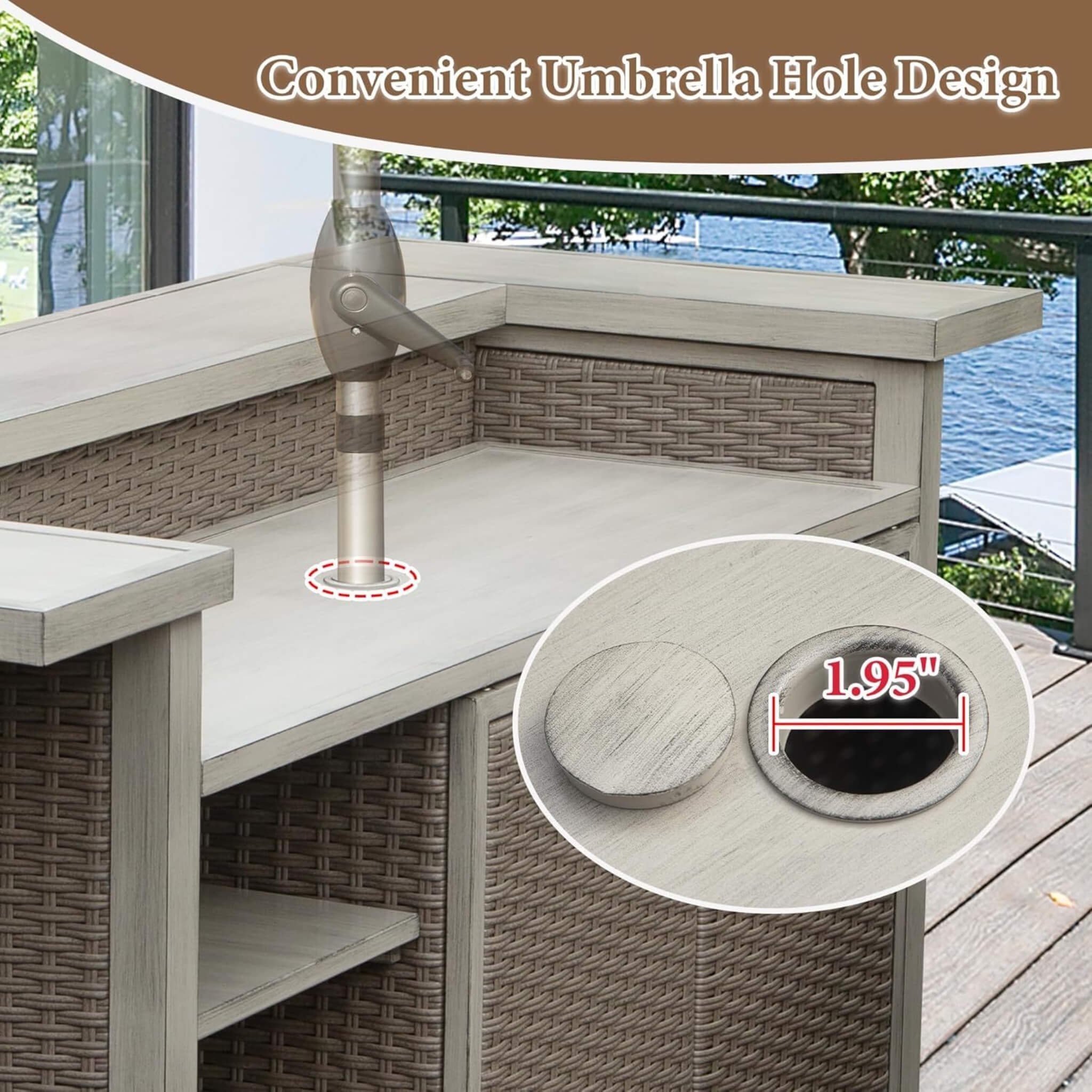 Alora Premium All-Weather Spacious Outdoor Patio Bar Table With Aluminum Frame (SAK51876) - Image 8