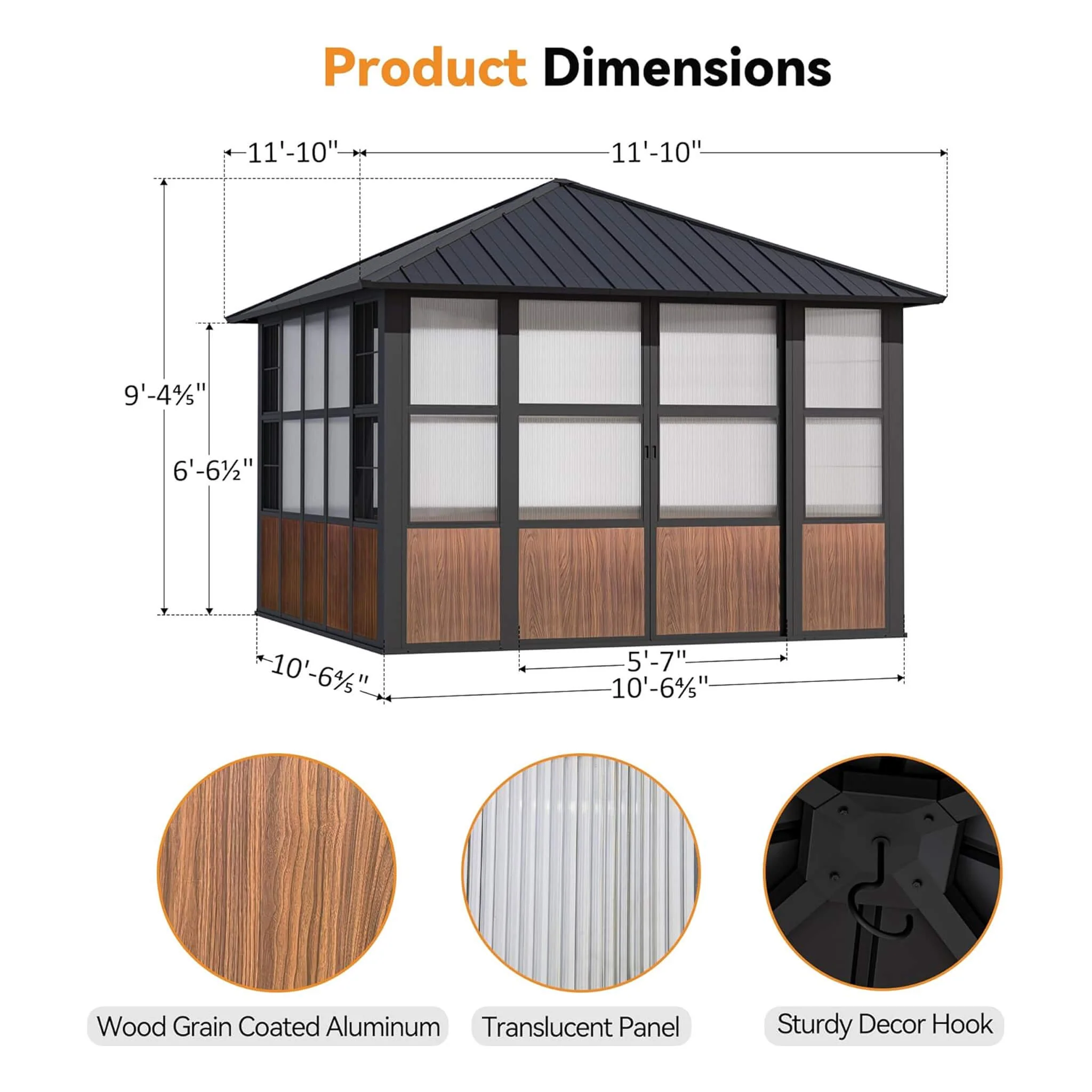 Alora Premium Hardtop Aluminum Sunroom Solarium With TV Mount And Sliding Doors (SAK60439) - Image 9