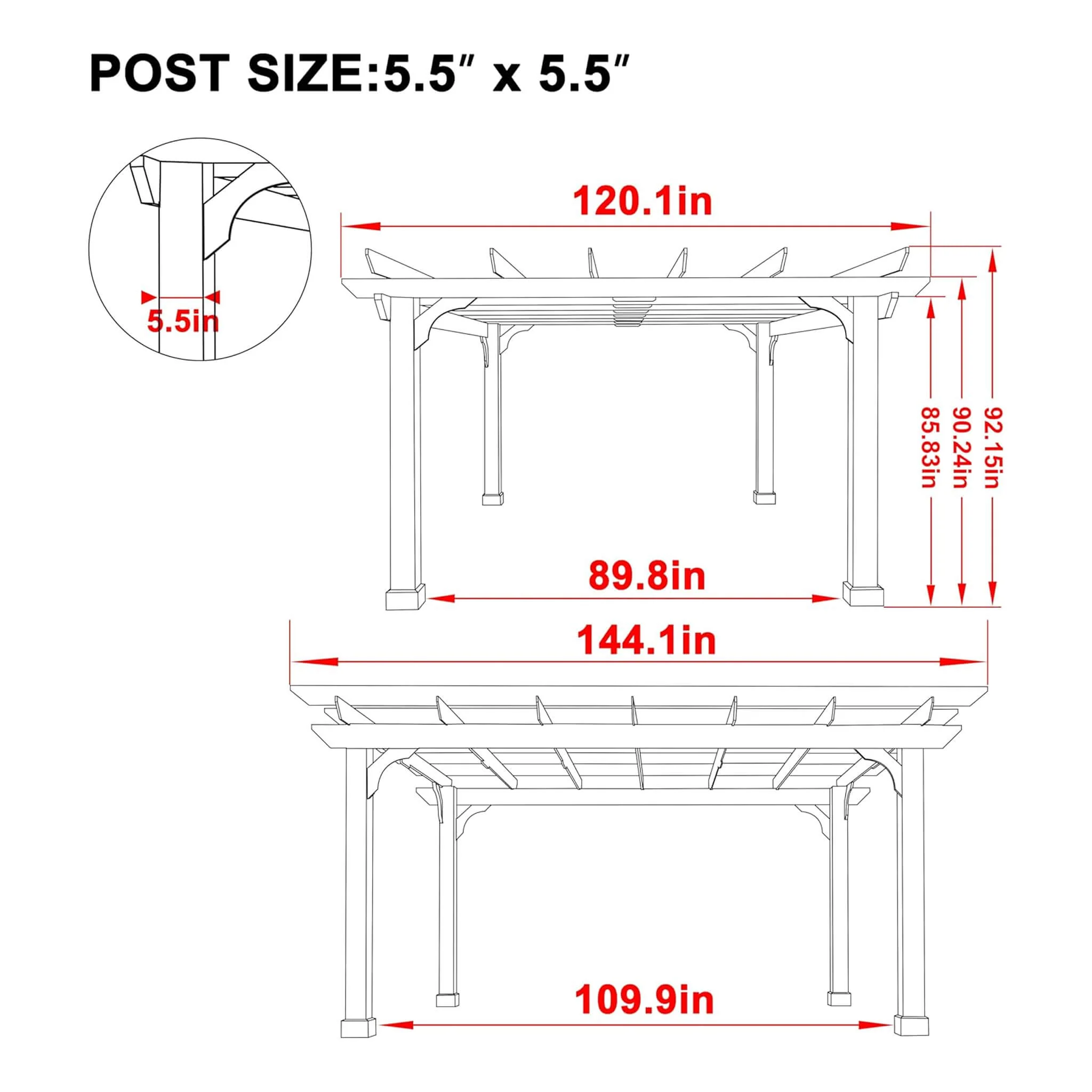 Alora Premium Outdoor Cedar Wood Pergola With Slatted Roof (SAK87024) - Image 10