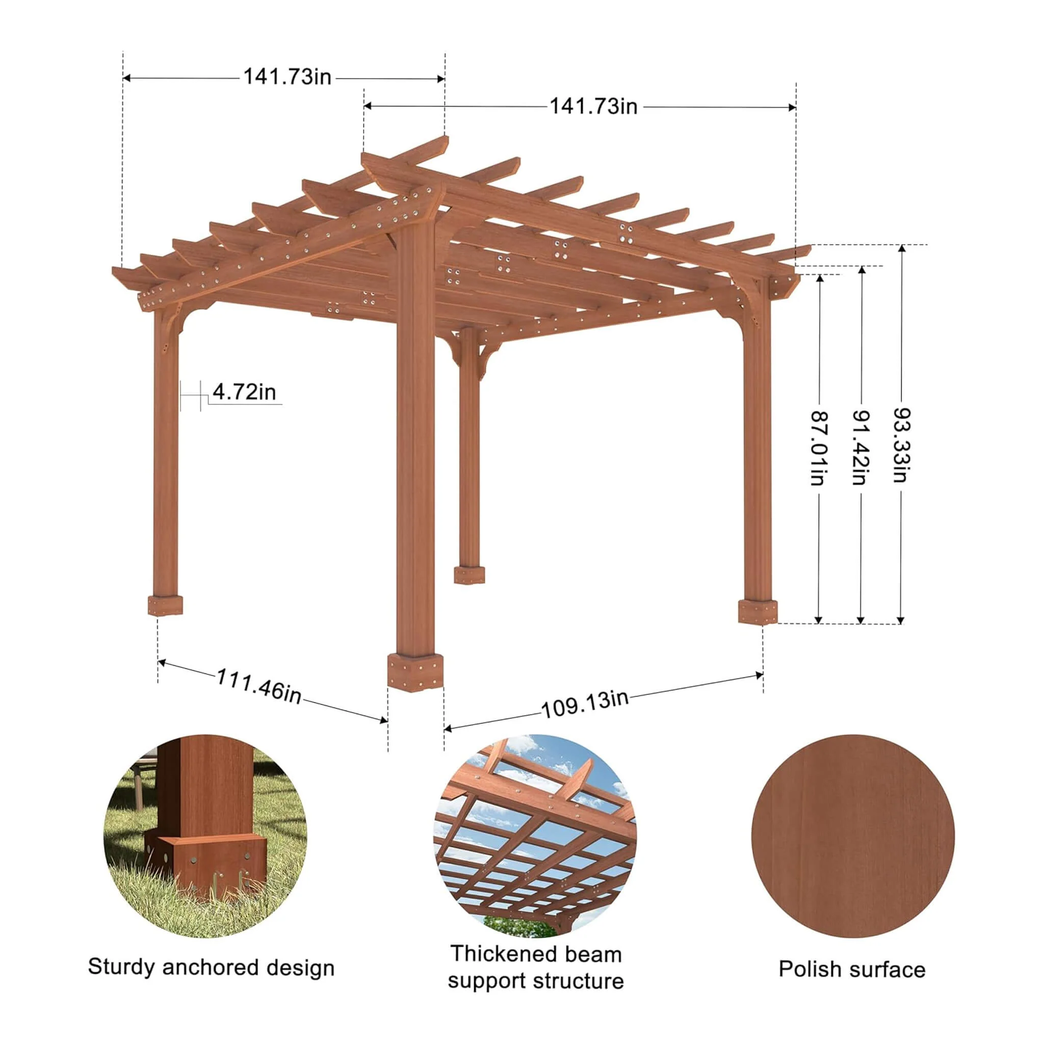 Alora Premium Outdoor Cedar Wood Pergola With Slatted Roof (SAK87024) - Image 12