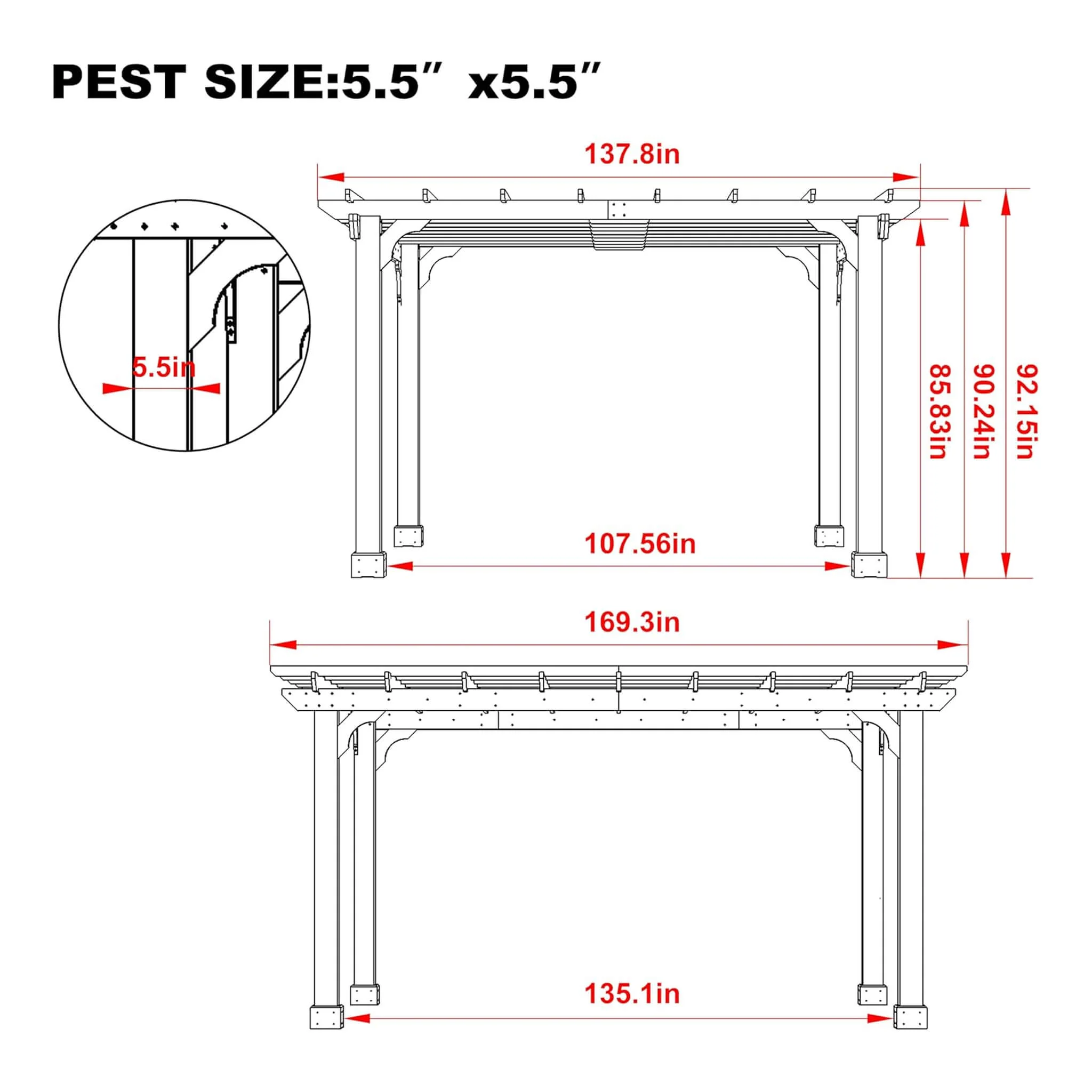 Alora Premium Outdoor Cedar Wood Pergola With Slatted Roof (SAK87024) - Image 13