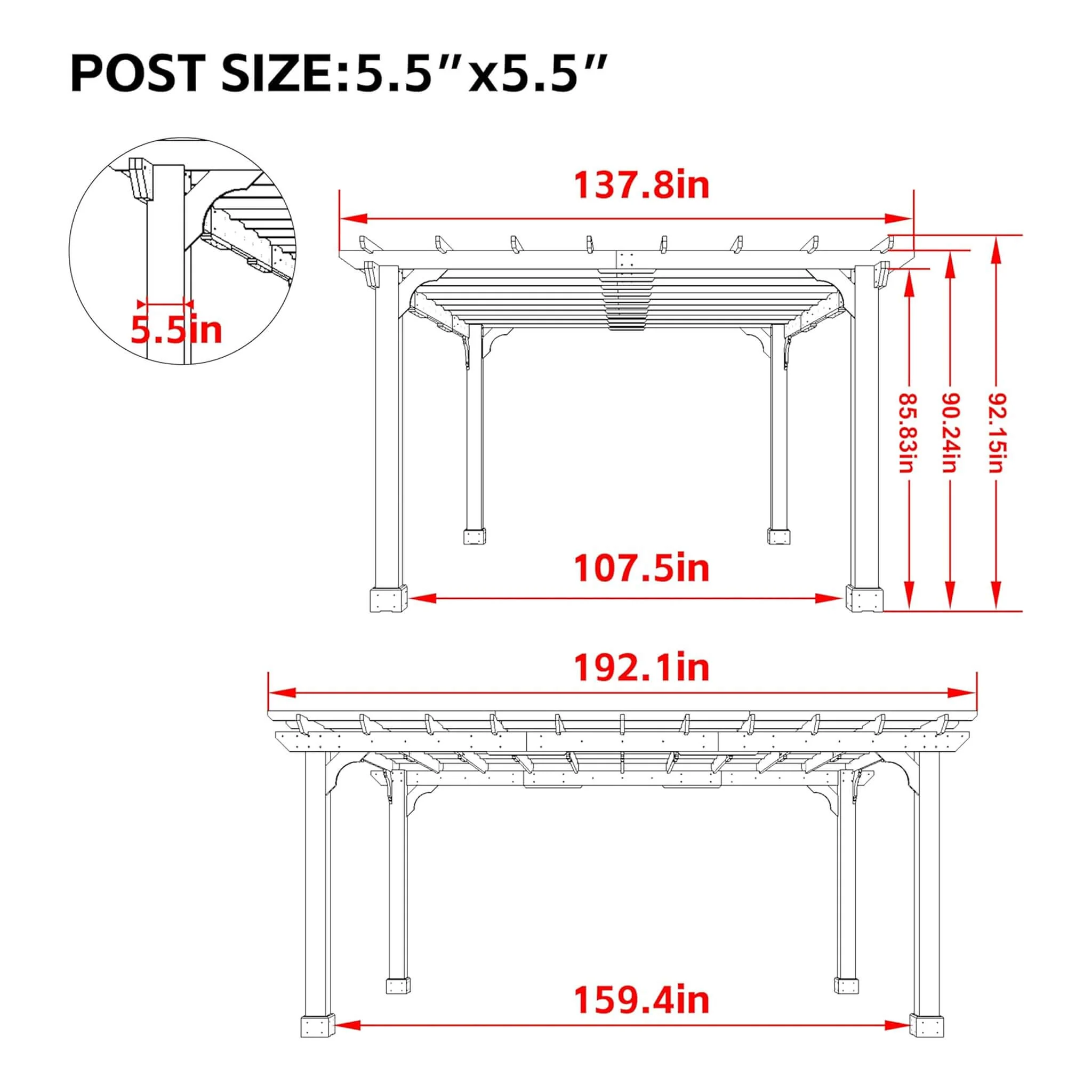 Alora Premium Outdoor Cedar Wood Pergola With Slatted Roof (SAK87024) - Image 14