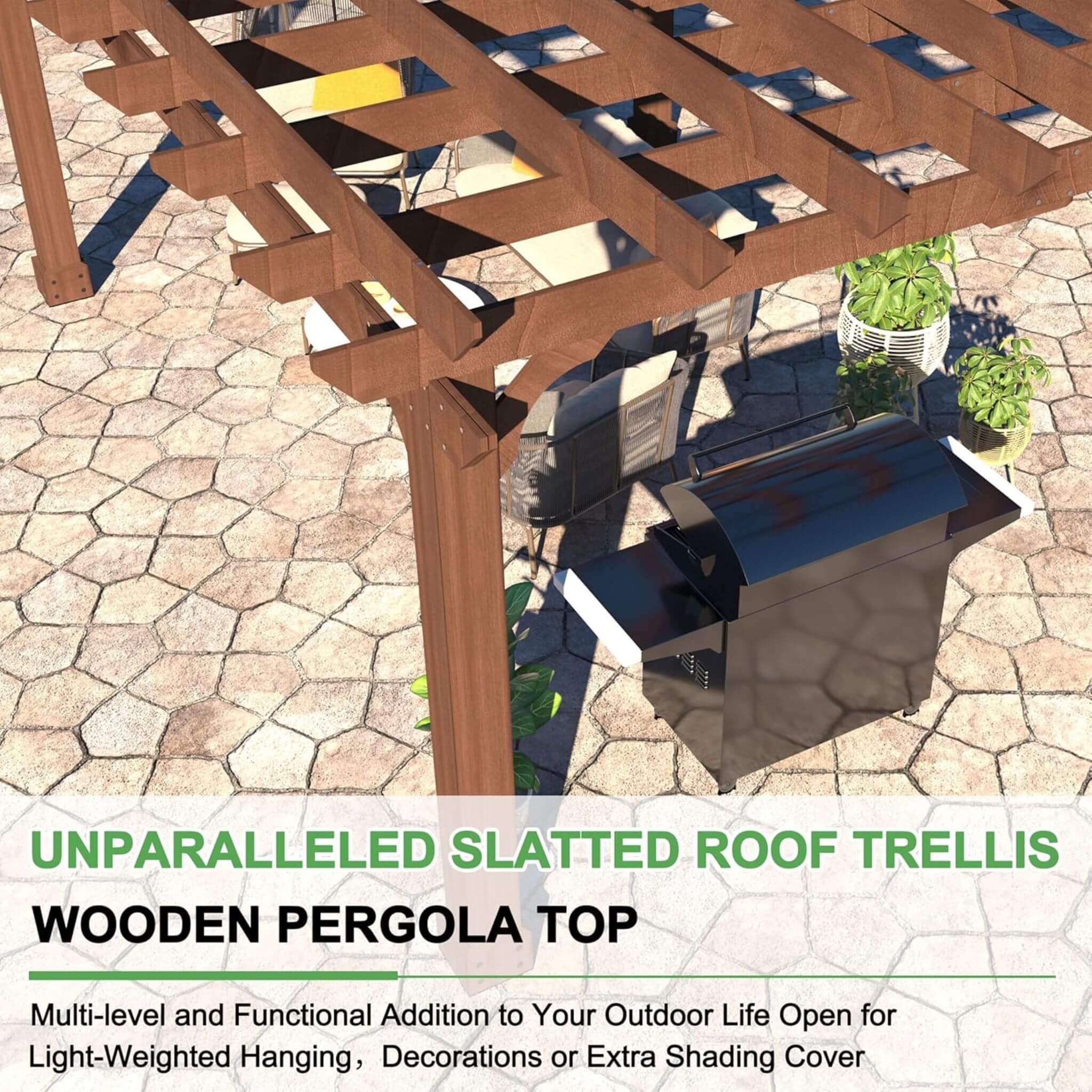 Alora Premium Outdoor Cedar Wood Pergola With Slatted Roof (SAK87024) - Image 4