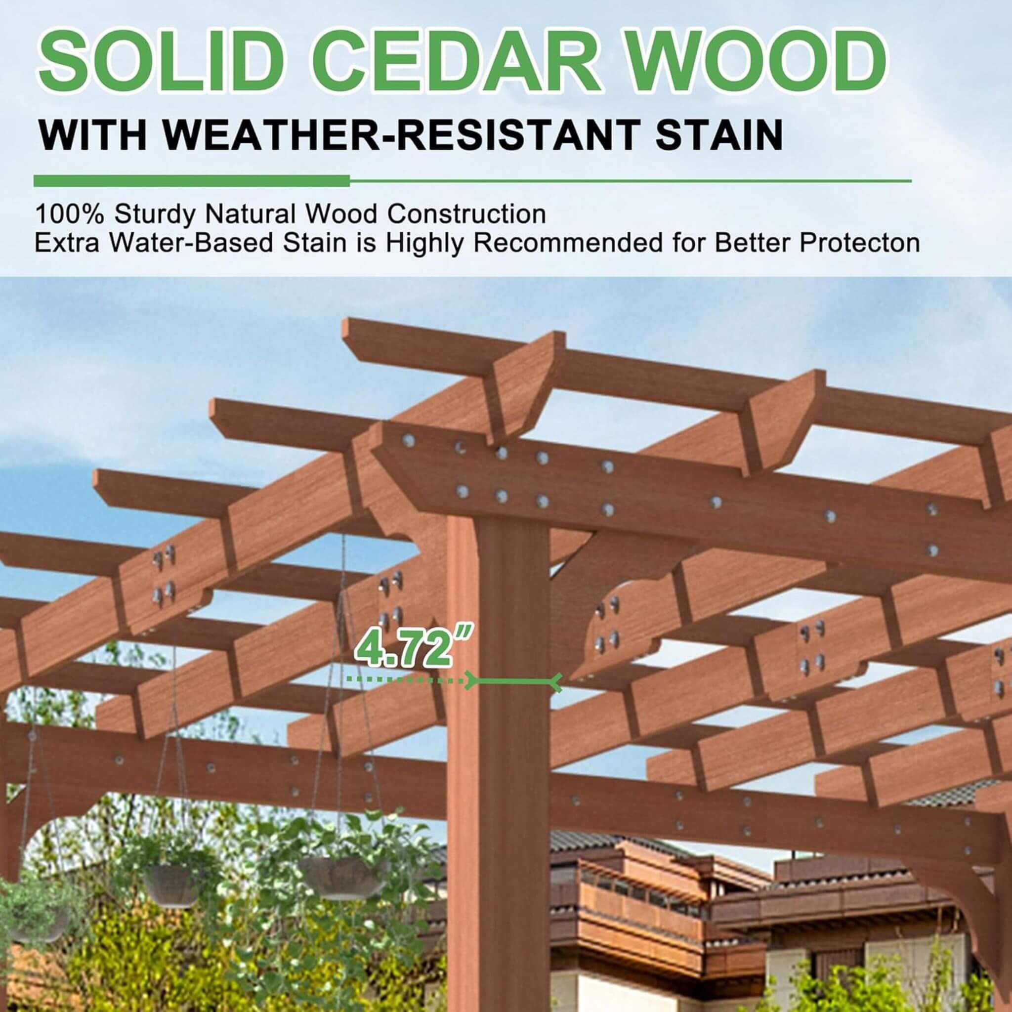 Alora Premium Outdoor Cedar Wood Pergola With Slatted Roof (SAK87024) - Image 6