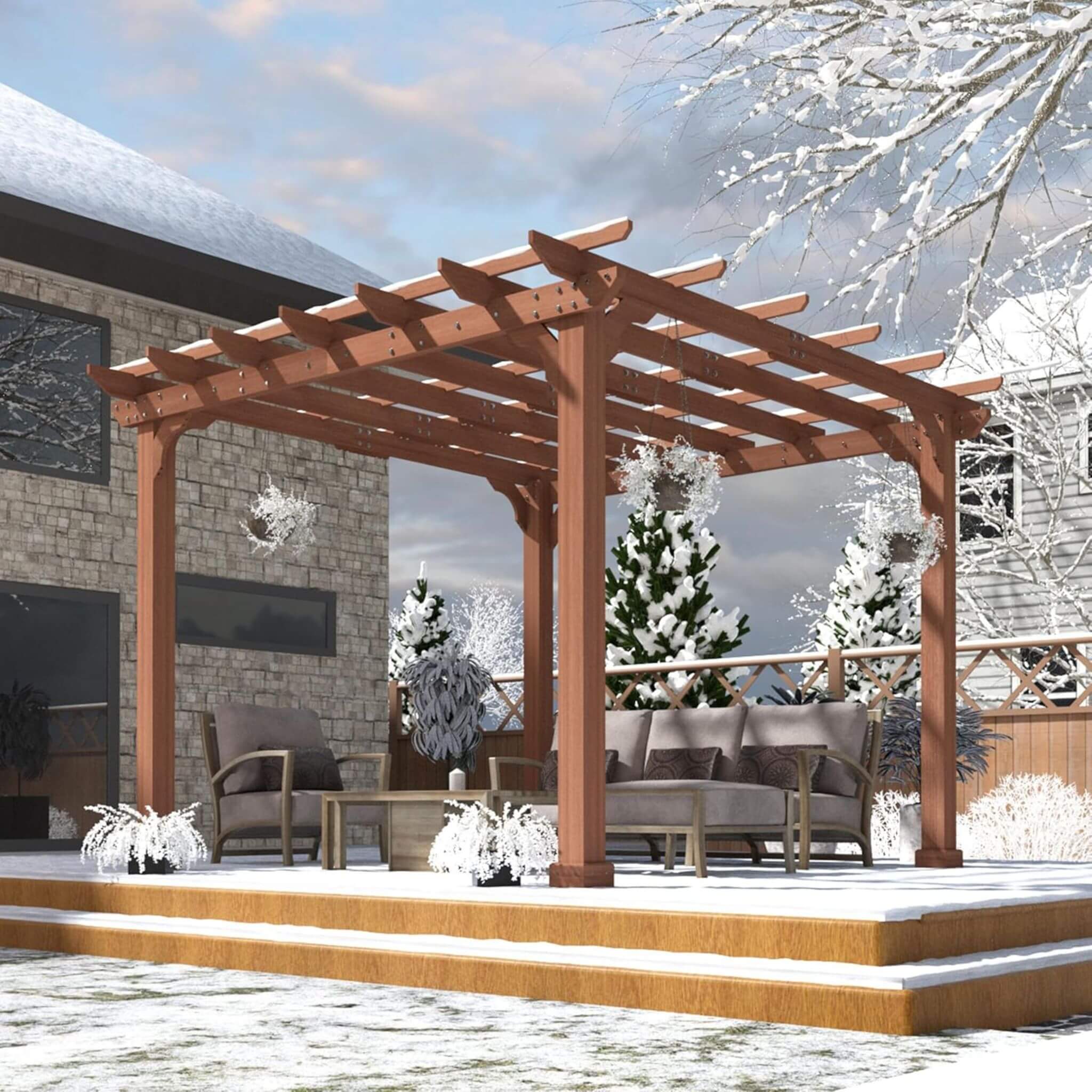 Alora Premium Outdoor Cedar Wood Pergola With Slatted Roof (SAK87024) - Image 7