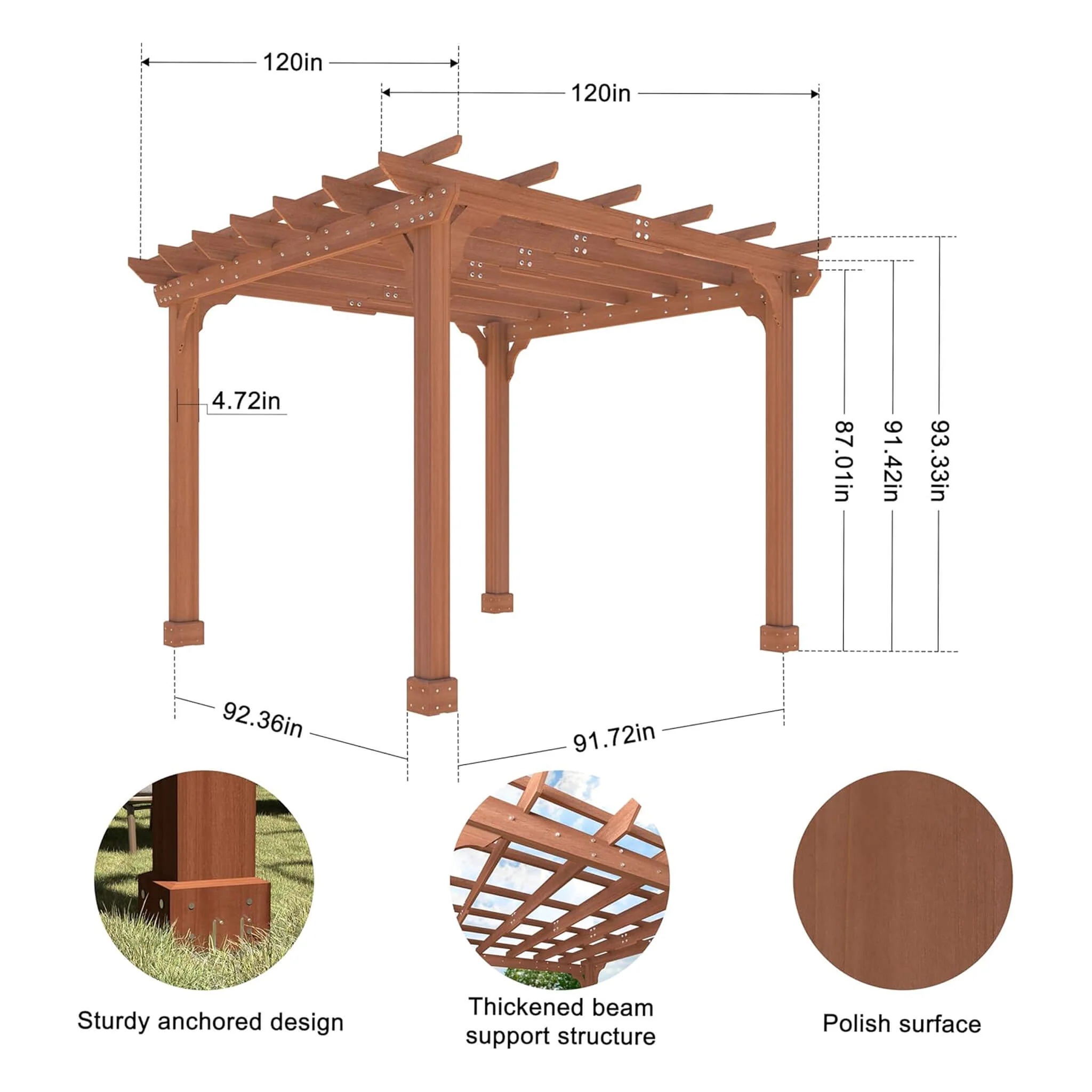 Alora Premium Outdoor Cedar Wood Pergola With Slatted Roof (SAK87024) - Image 9