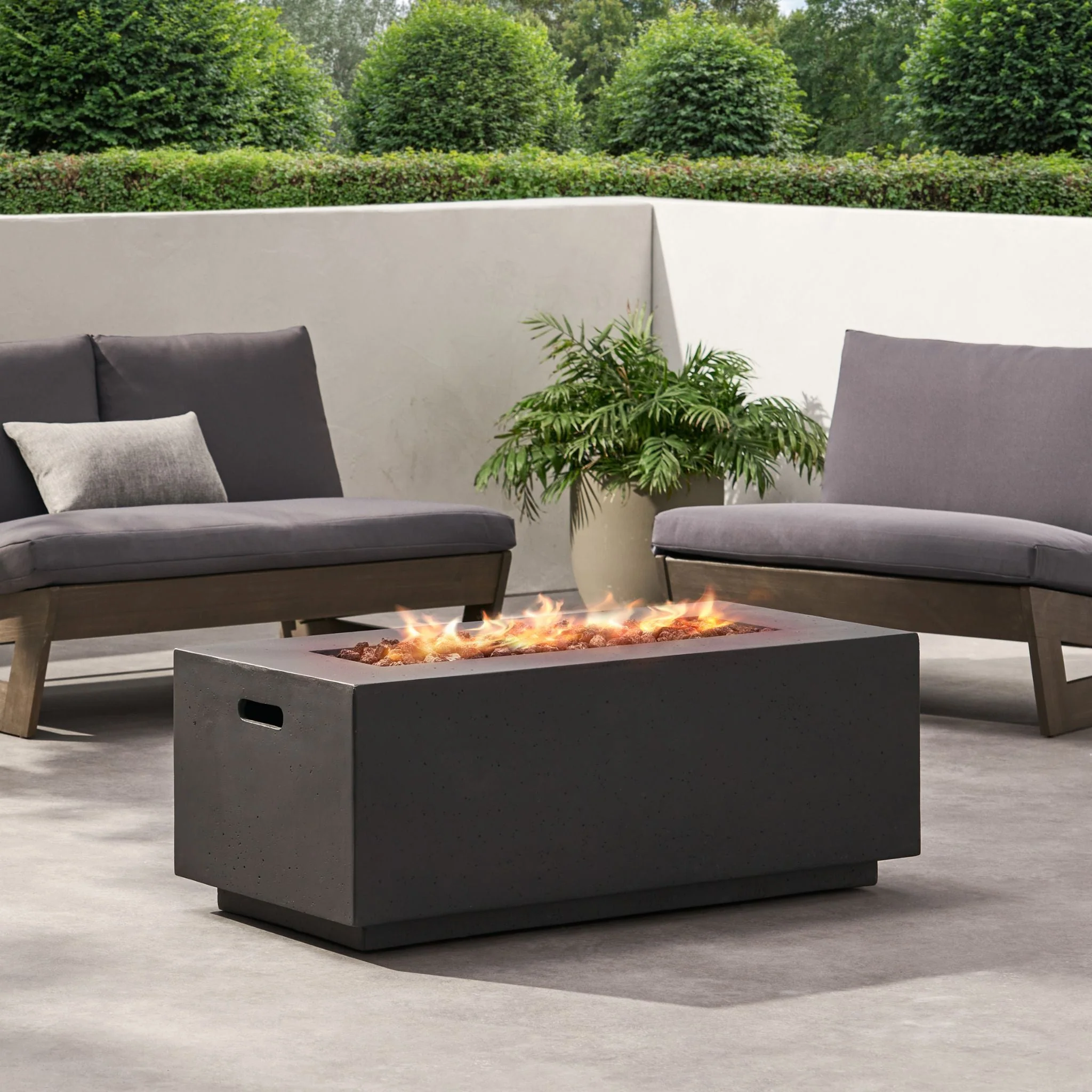 Alora Premium Outdoor Contemporary 40K BTU Rectangular Propane Gas Fire Pit Table (SAK96153) - Image 8