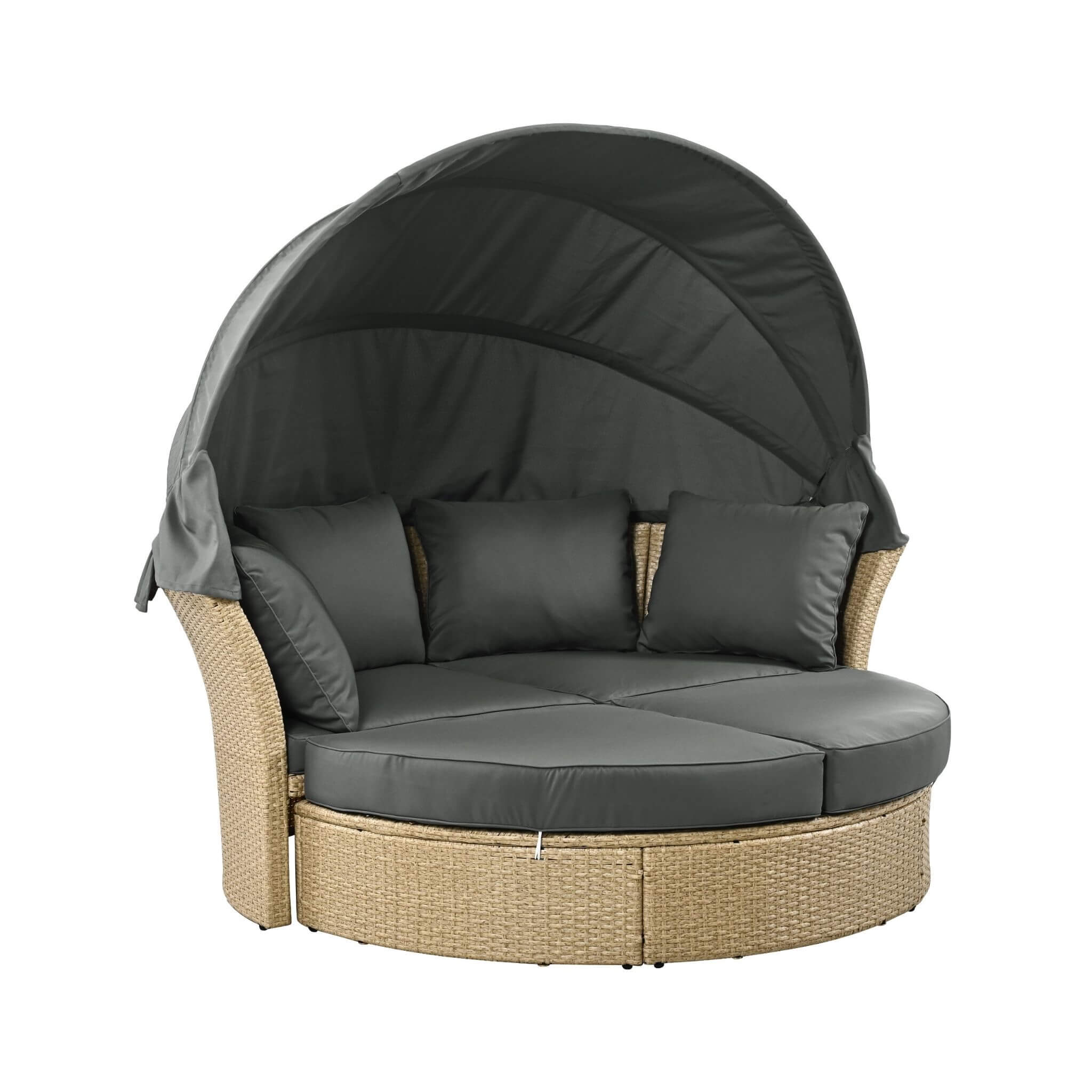 Alora Premium Outdoor Garden Wicker Rattan Patio Daybed With Retractable Canopy (SAK43581) - Image 3