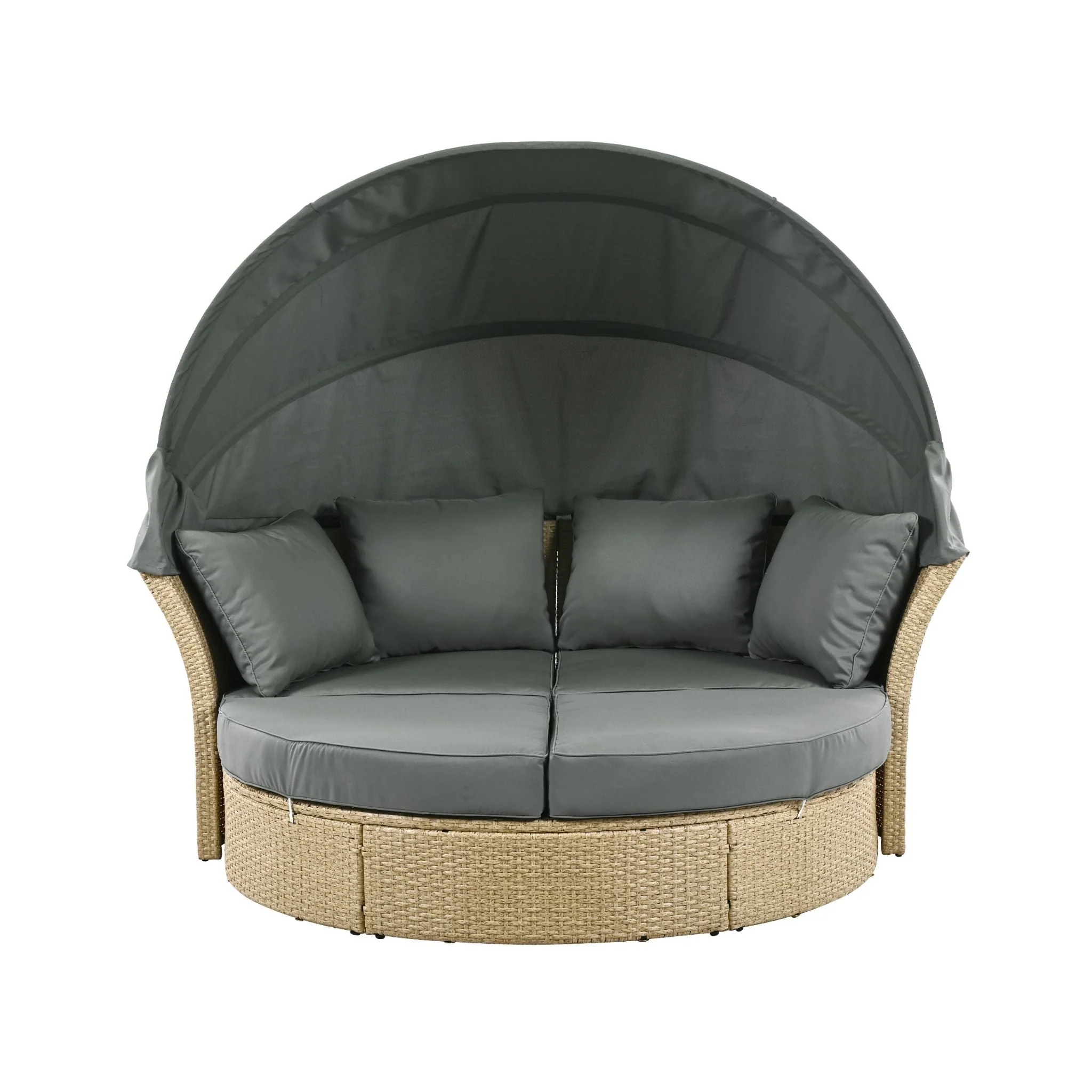 Alora Premium Outdoor Garden Wicker Rattan Patio Daybed With Retractable Canopy (SAK43581) - Image 5