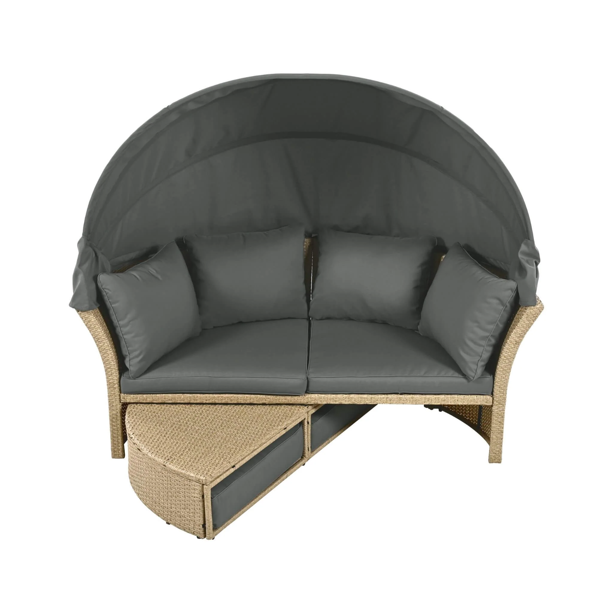 Alora Premium Outdoor Garden Wicker Rattan Patio Daybed With Retractable Canopy (SAK43581) - Image 7