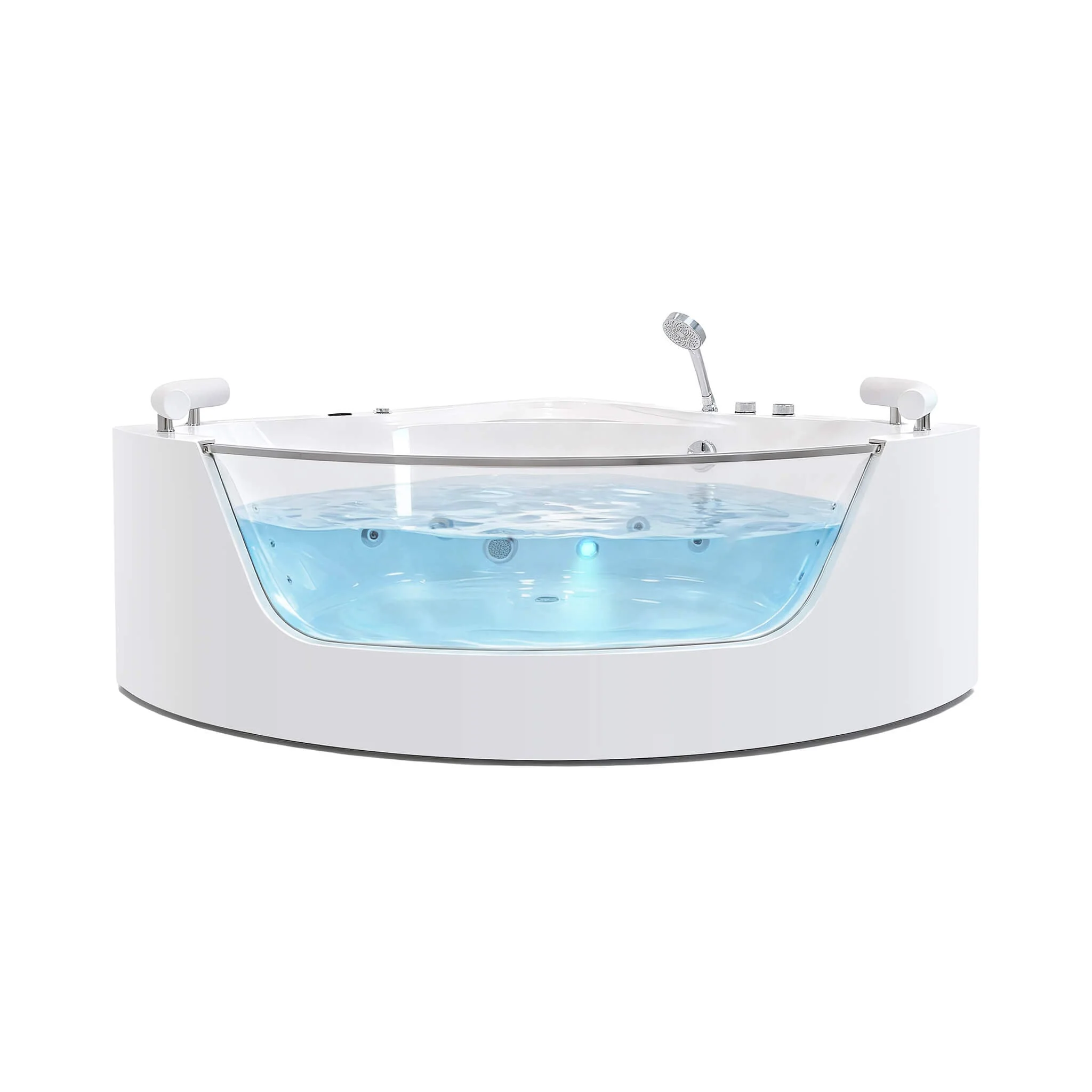 Alora Serenity 59-Inch 2-Person Acrylic Corner Whirlpool 16-Jet Hydro Massage Bathtub With Heater Rainbow Light (SAK70512) - Image 3