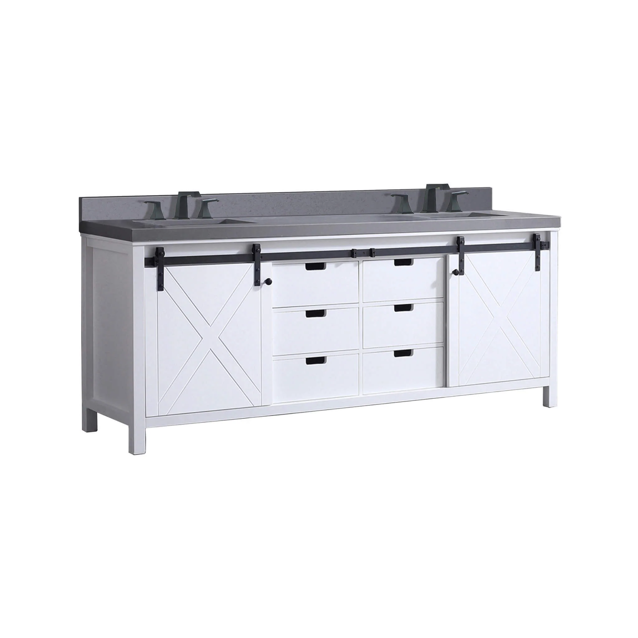 Alora White Bathroom Vanity With Gray Quartz Top And Faucet Set (SAK19470) - Image 3