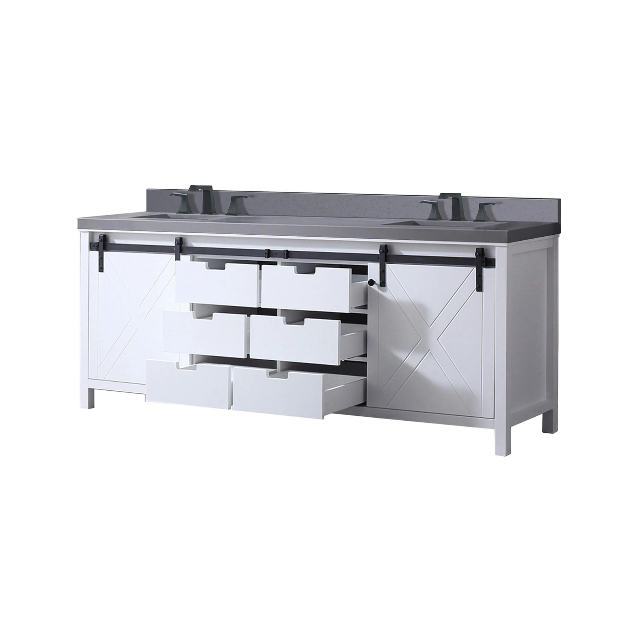 Alora White Bathroom Vanity With Gray Quartz Top And Faucet Set (SAK19470) - Image 5
