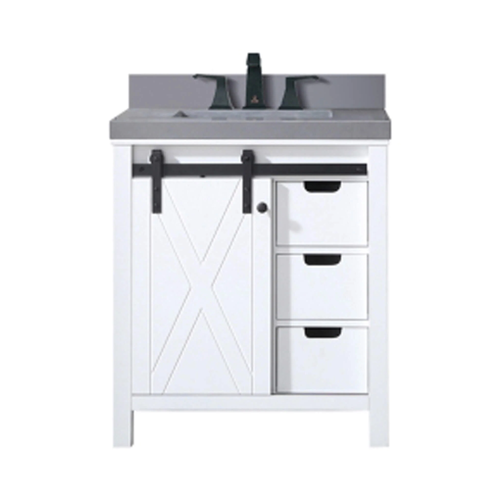 Alora White Bathroom Vanity With Gray Quartz Top And Faucet Set (SAK19470) - Image 7