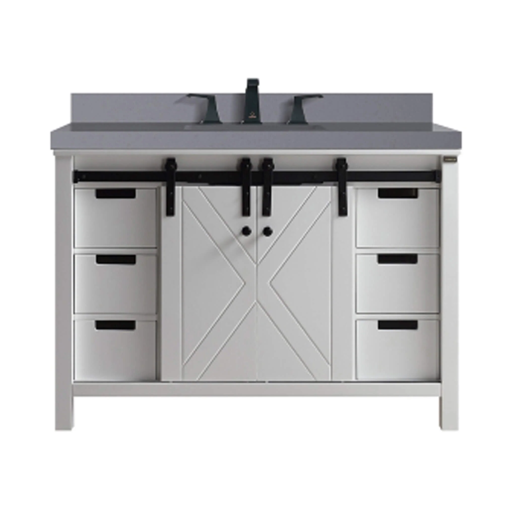 Alora White Bathroom Vanity With Gray Quartz Top And Faucet Set (SAK19470) - Image 8