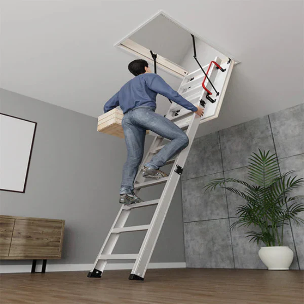 Aluminum Aesthetic Attic Ladder - 47in x 23.5in - Image 4