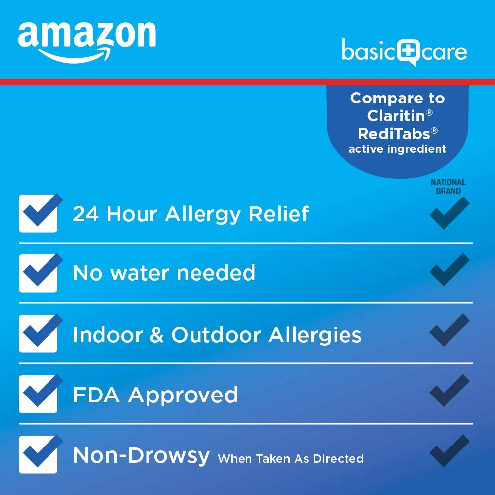 Amazon Basic Care Loratadine Orally Disintegrating Tablets, 10 mg, Antihistamine, Allergy Medicine, 24 Hour Relief, 30 Count - Image 7