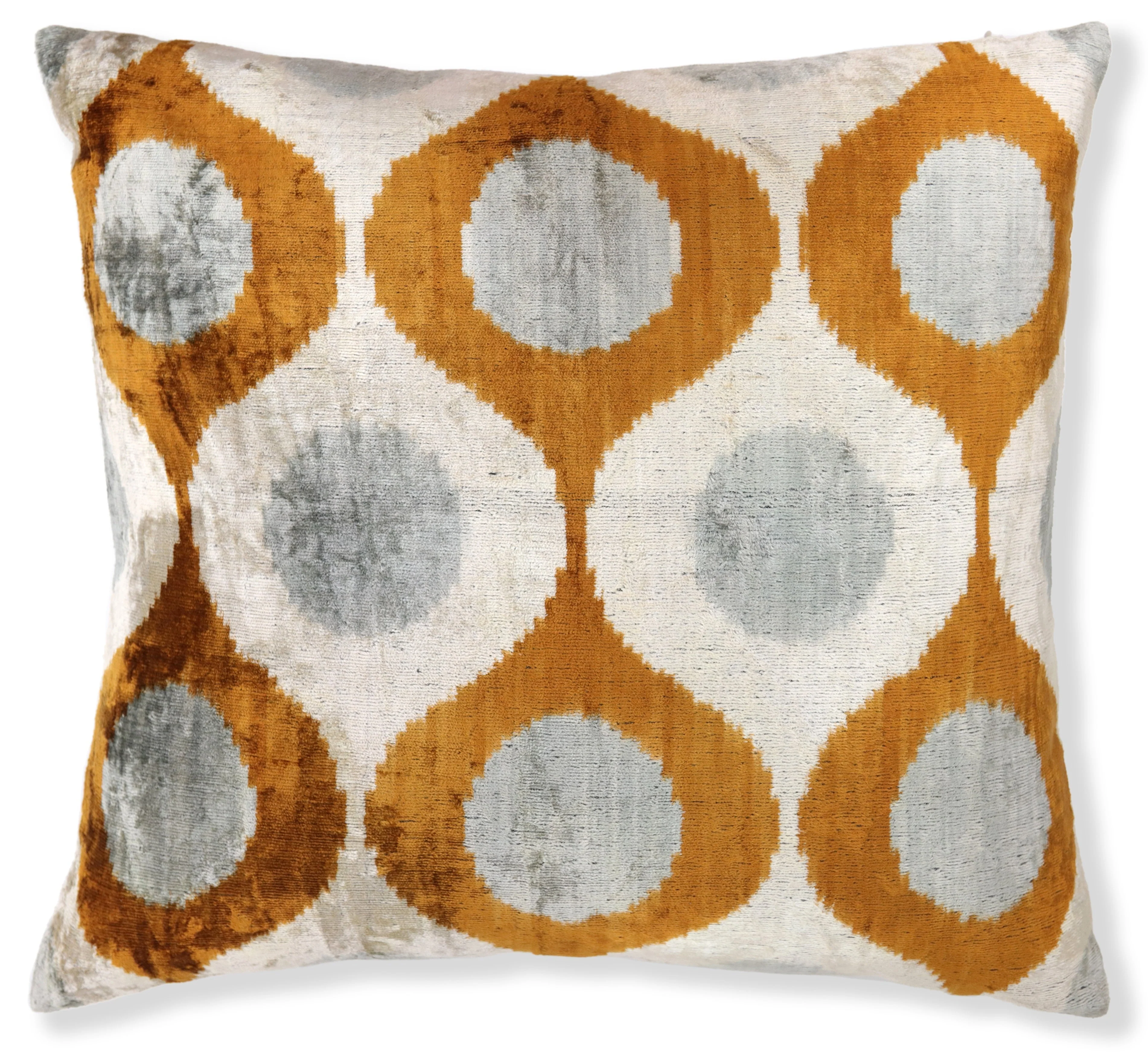 Amber Gray Silk Velvet Pillow – 16x16 Handmade Luxury Geometric Cushion - Image 5