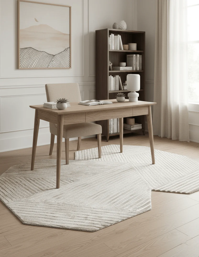 Amber Modern Geometrical Beige Hand Tufted Wool Rug - Image 2