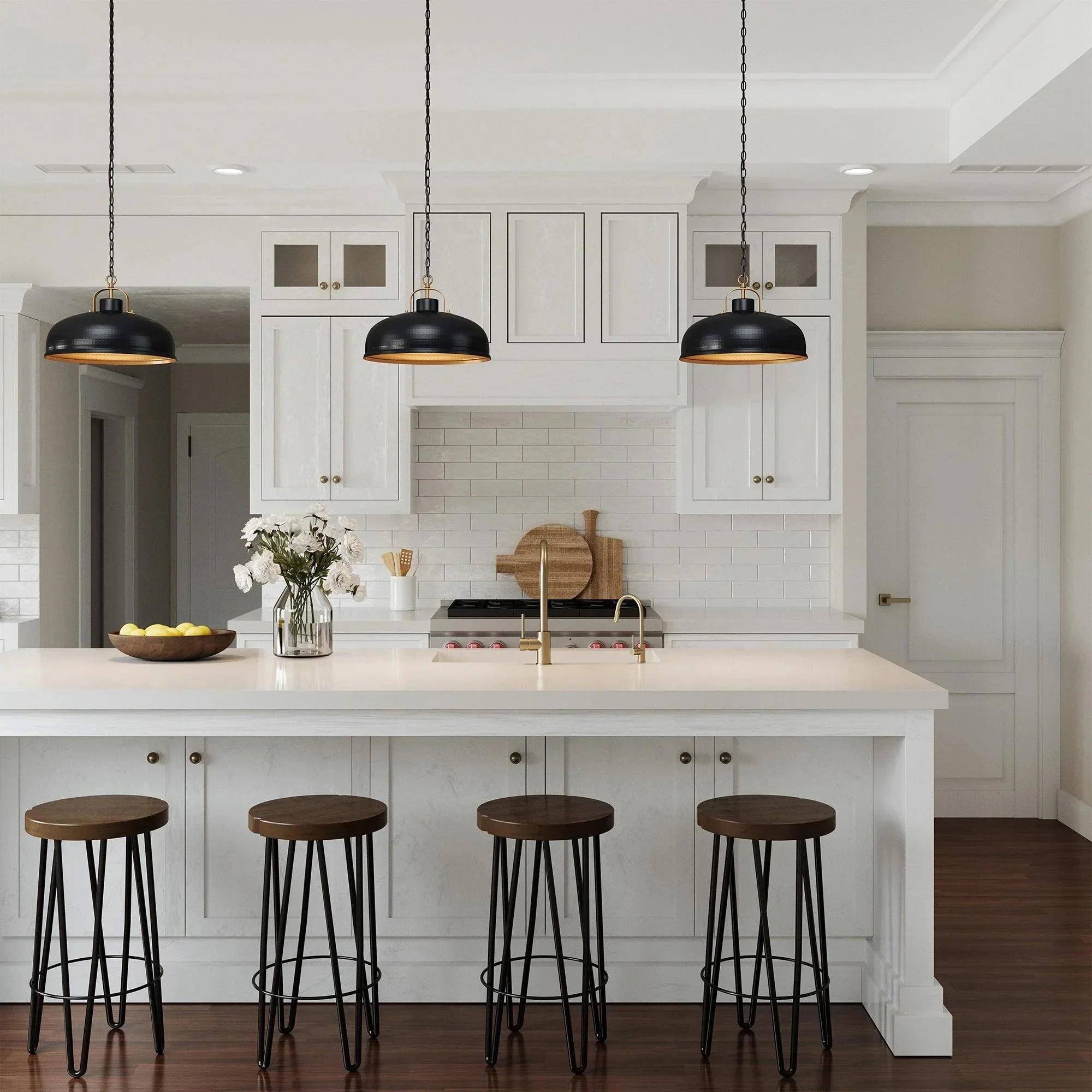 Ambert 1-Light Black Rustic Metal Dimmable Island Pendant Light - Image 2