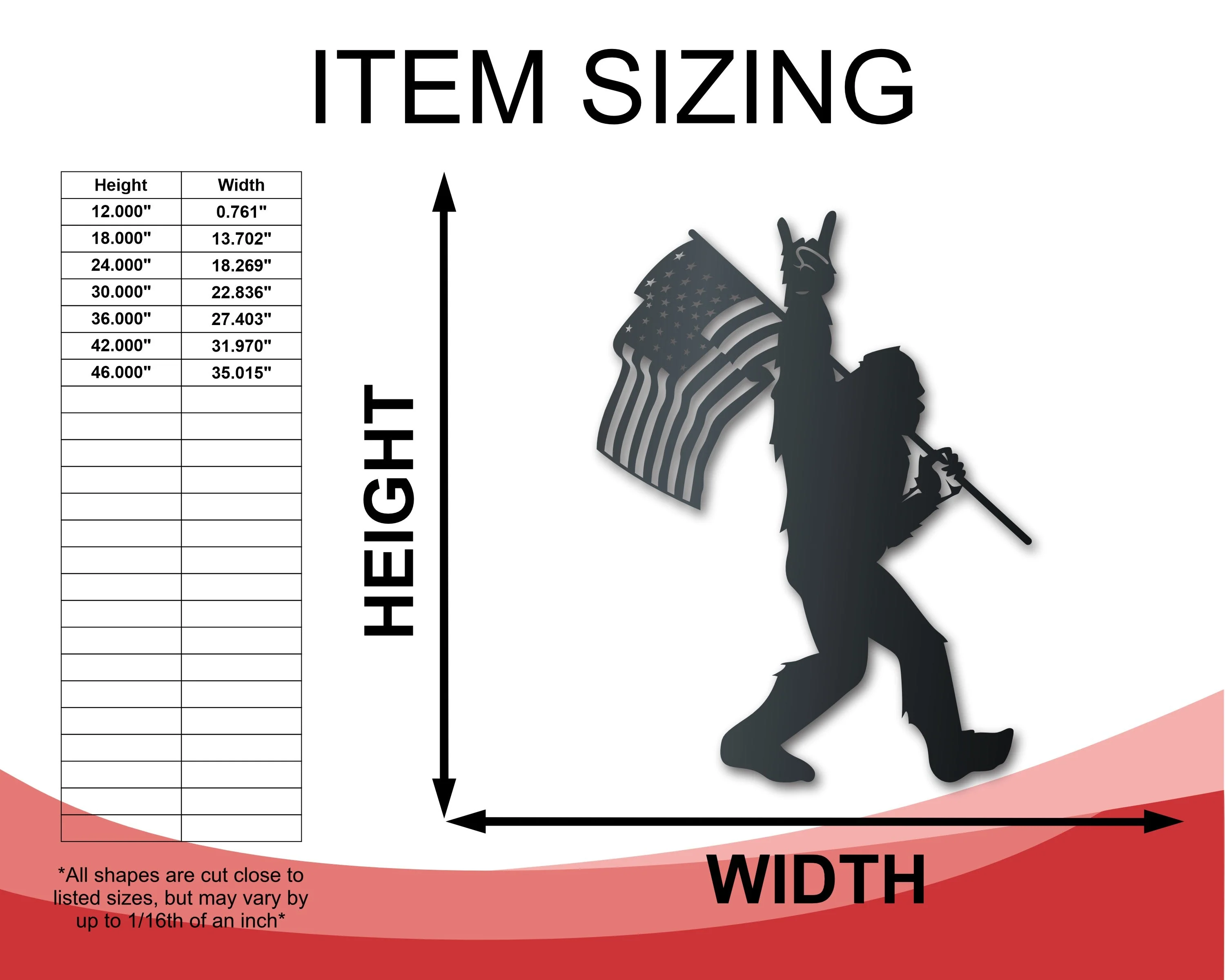American Bigfoot Metal Sign | Patriotic Paranormal Wall Art | Indoor Outdoor | Up to 46" | Over 20 Color Options - Image 2